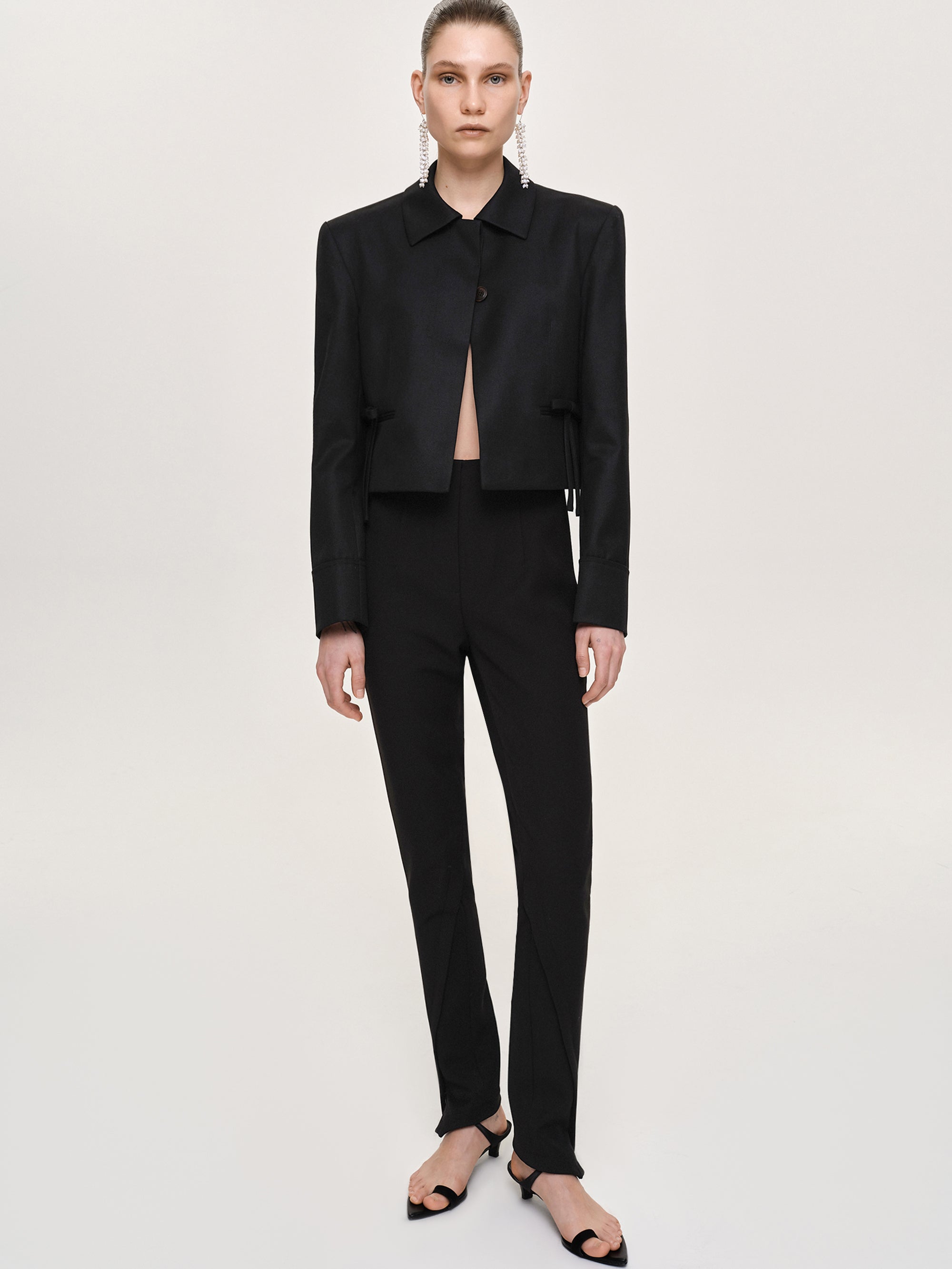 Tyia Bias-Cut Slim Trousers, Black