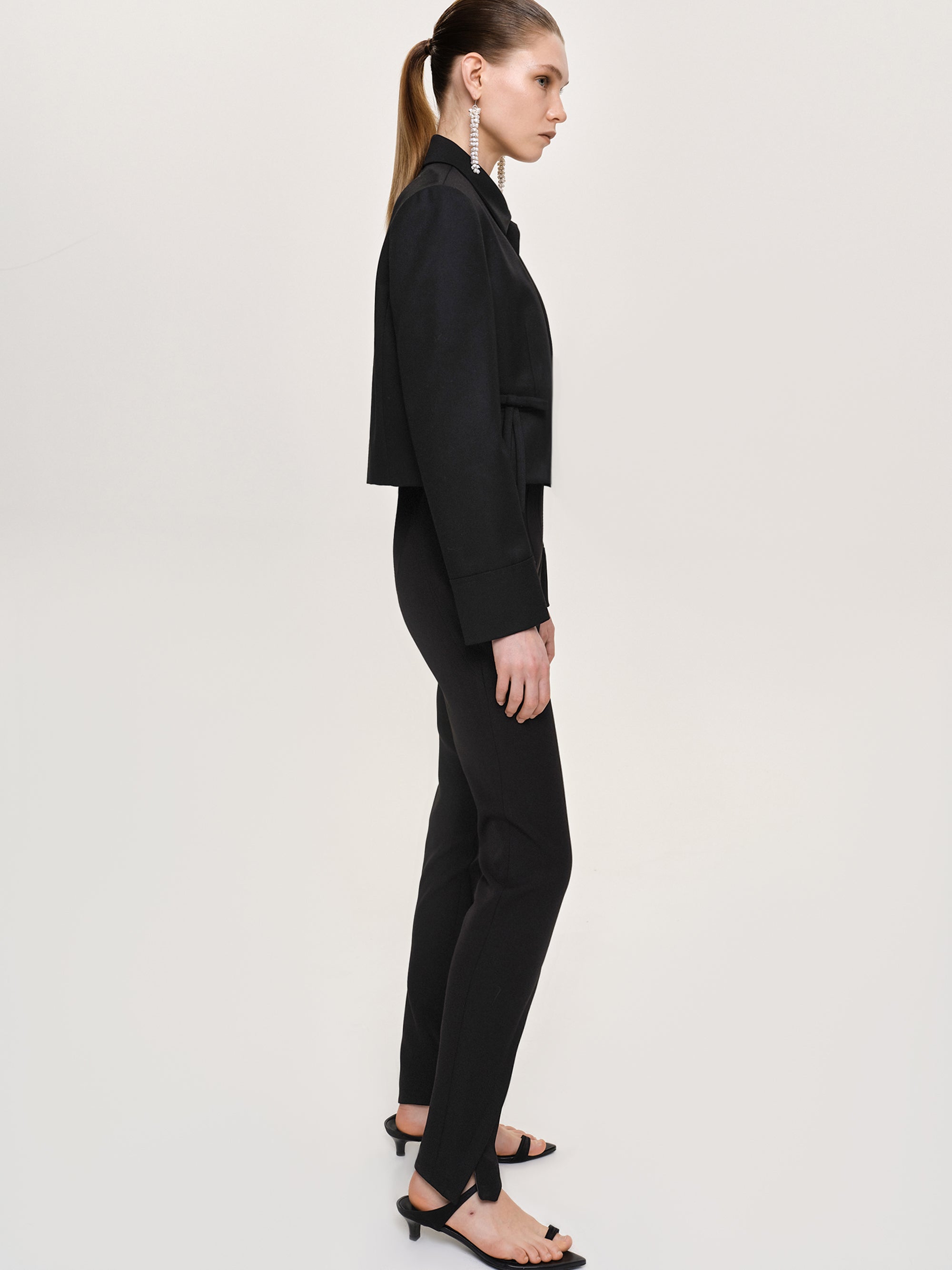 Tyia Bias-Cut Slim Trousers, Black