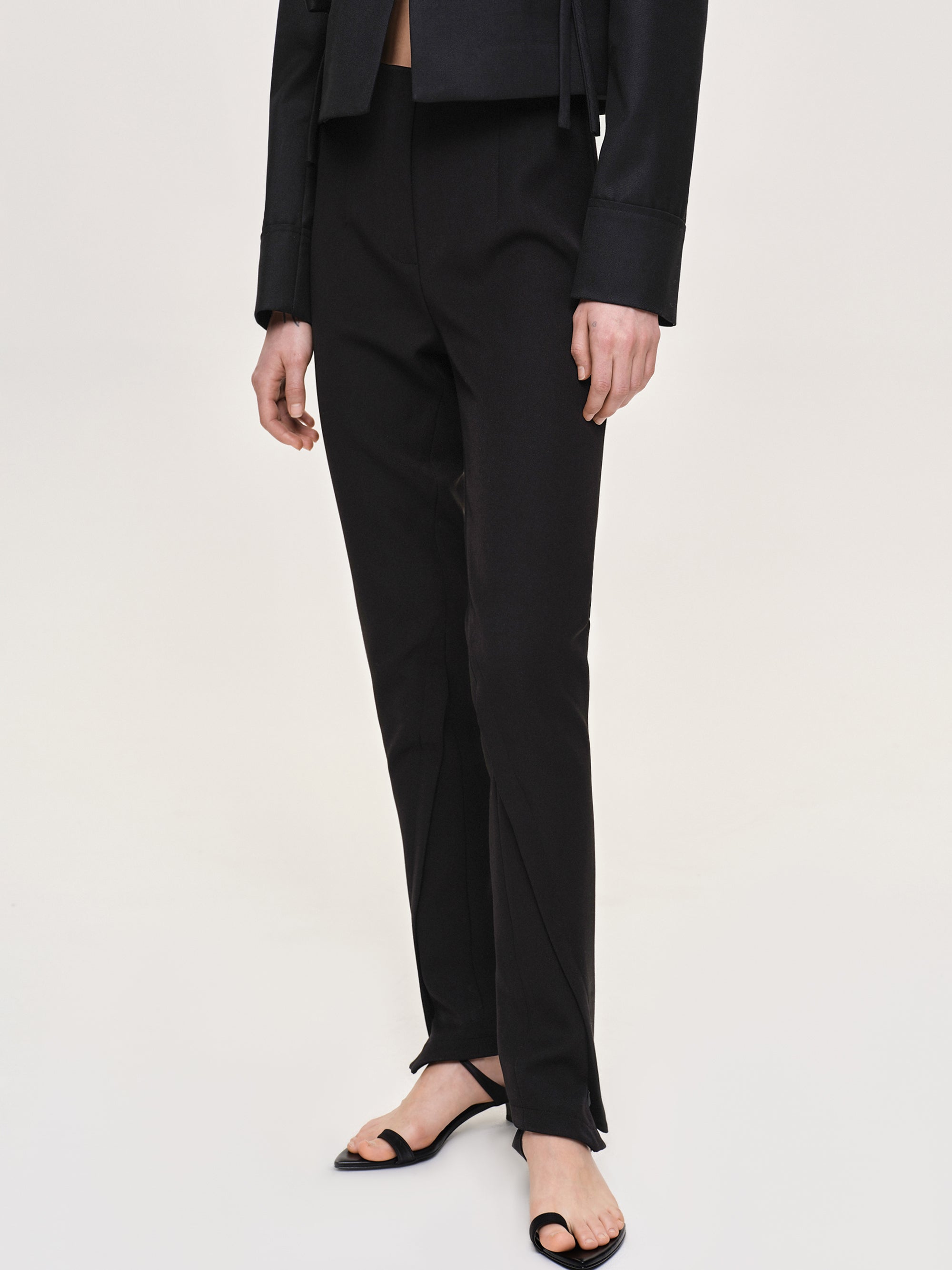 Tyia Bias-Cut Slim Trousers, Black