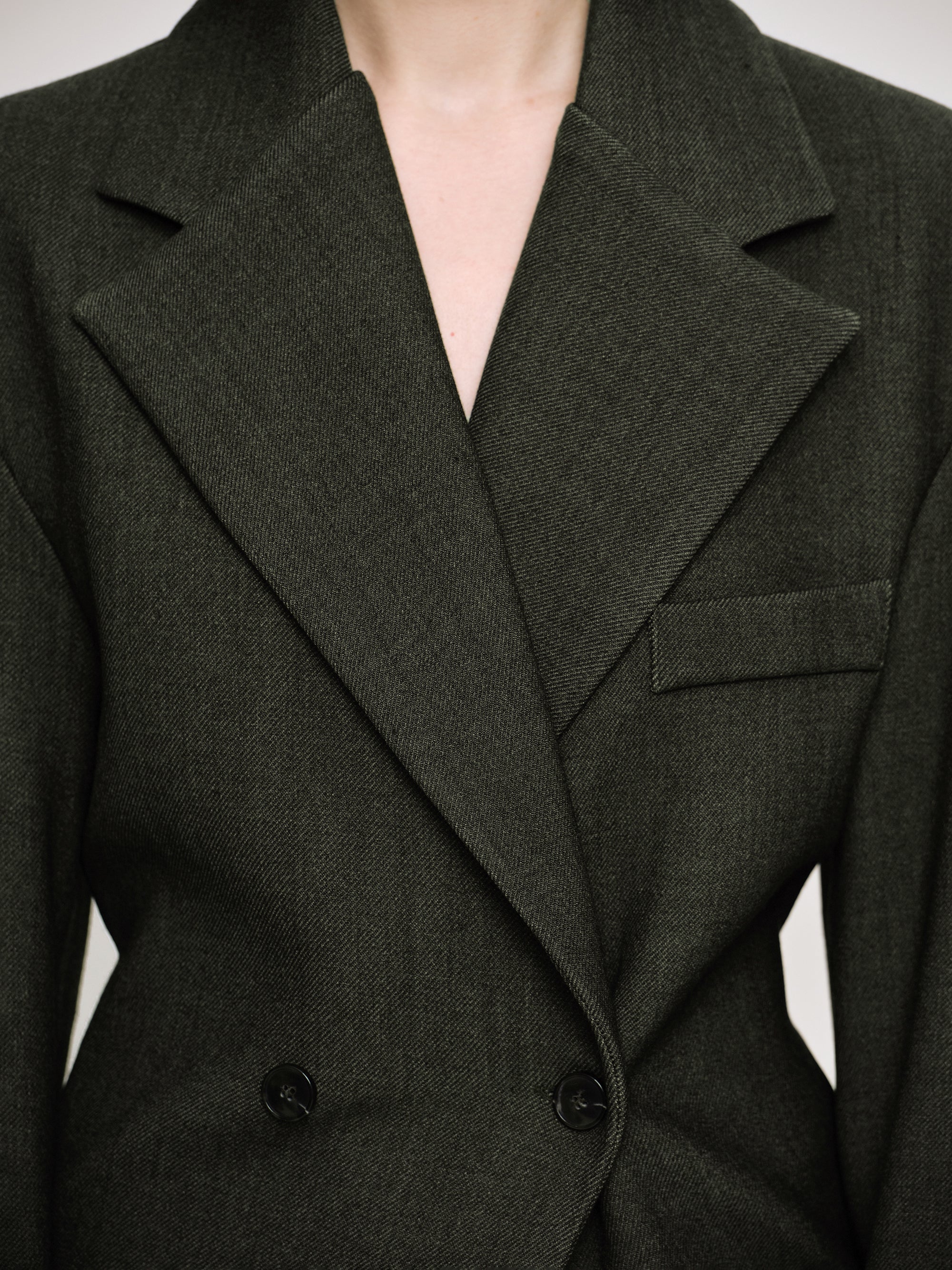 Nangy Double Breasted Cinched Blazer, Charcoal Grey