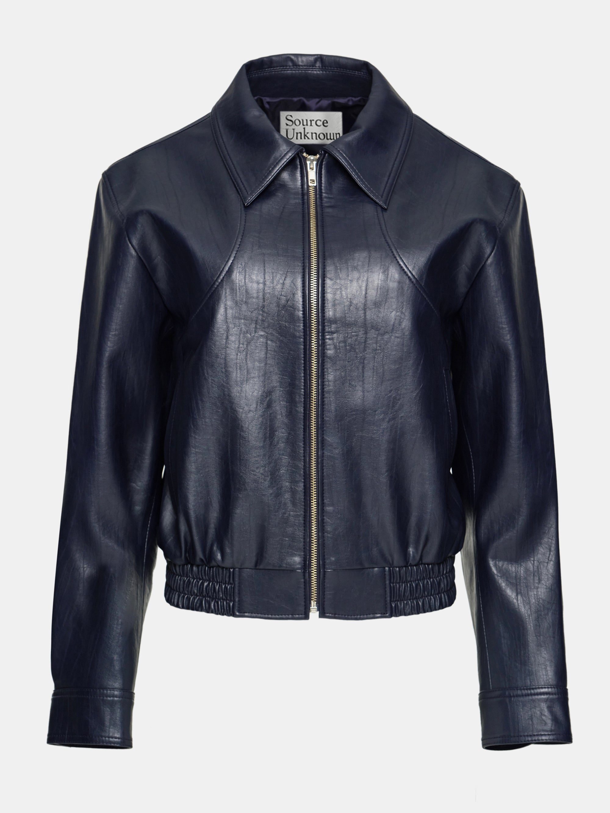 Ennio Faux-Leather Bomber Jacket, Navy