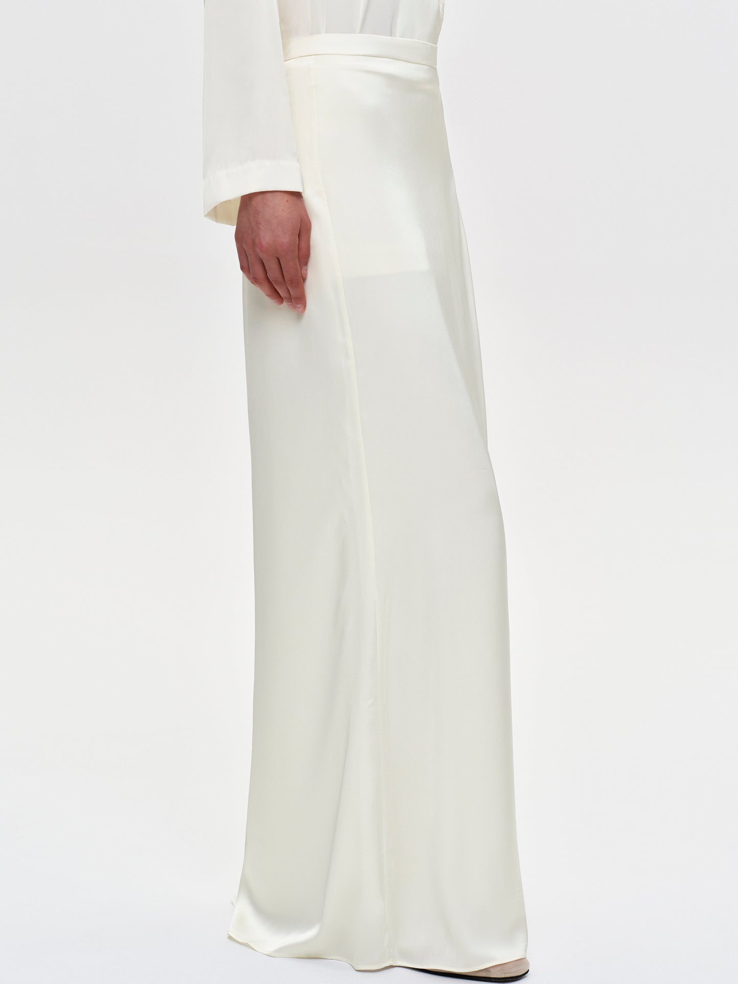 Satin Maxi Skirt, White
