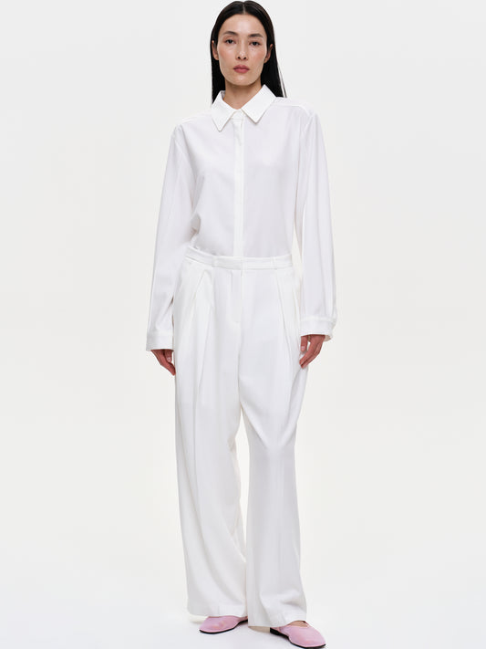 Pintucked Trousers, White