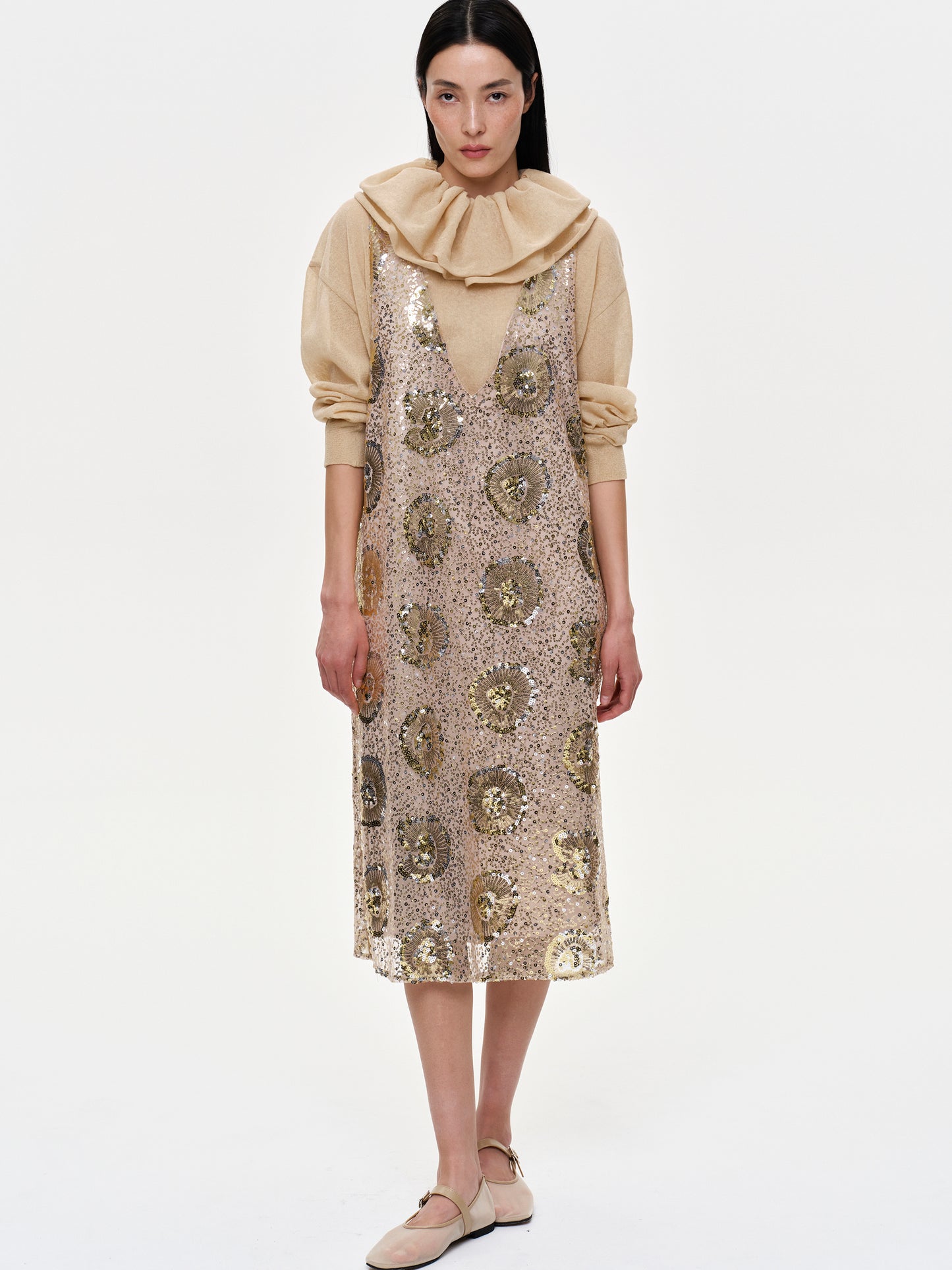 (Pre-order) Embroidery Sequin Dress, Multicolor
