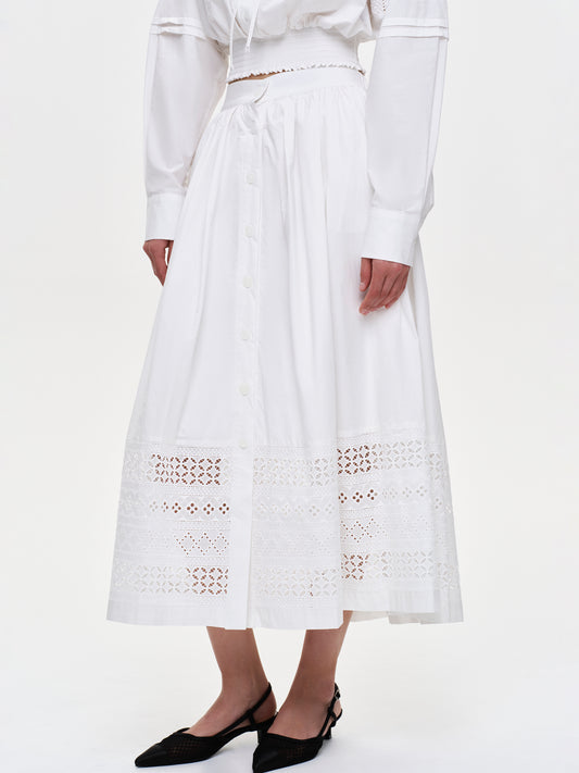 Broderie Anglaise Skirt, White