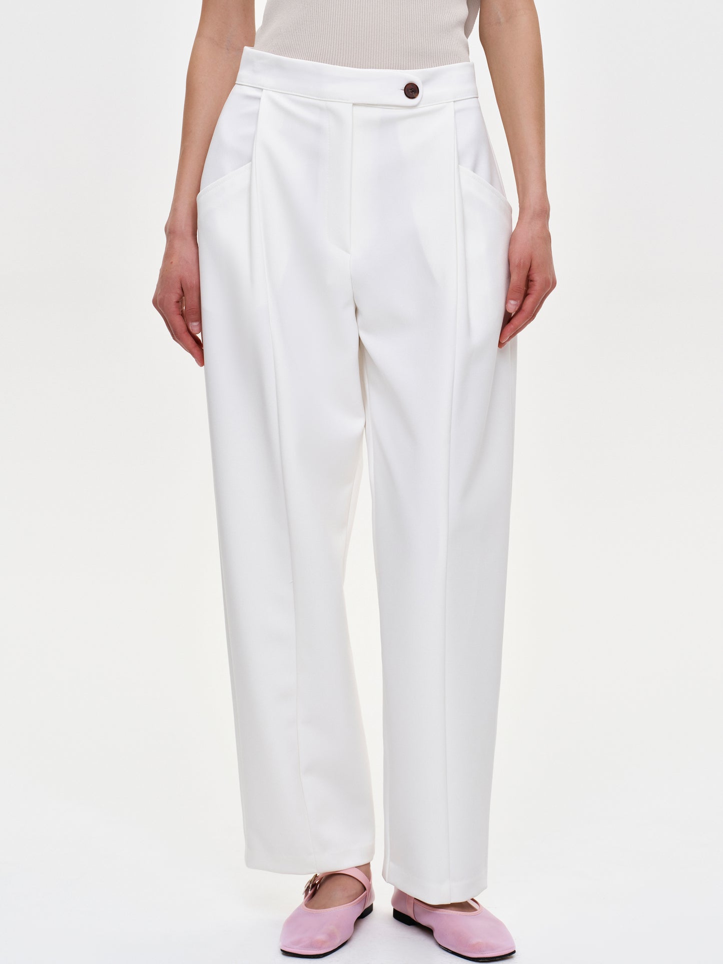 Solid Pocket Trousers, White