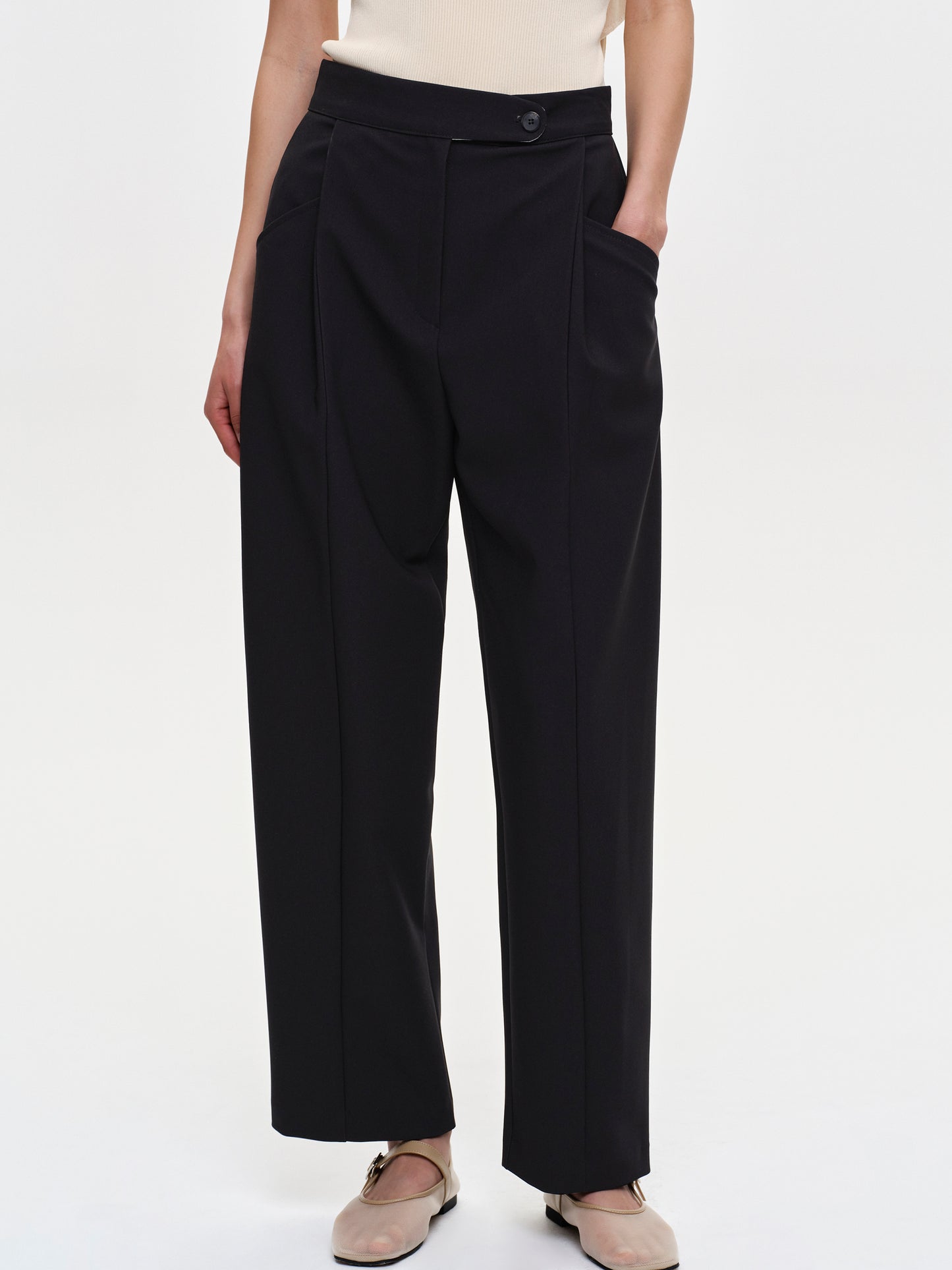 Solid Pocket Trousers, Black