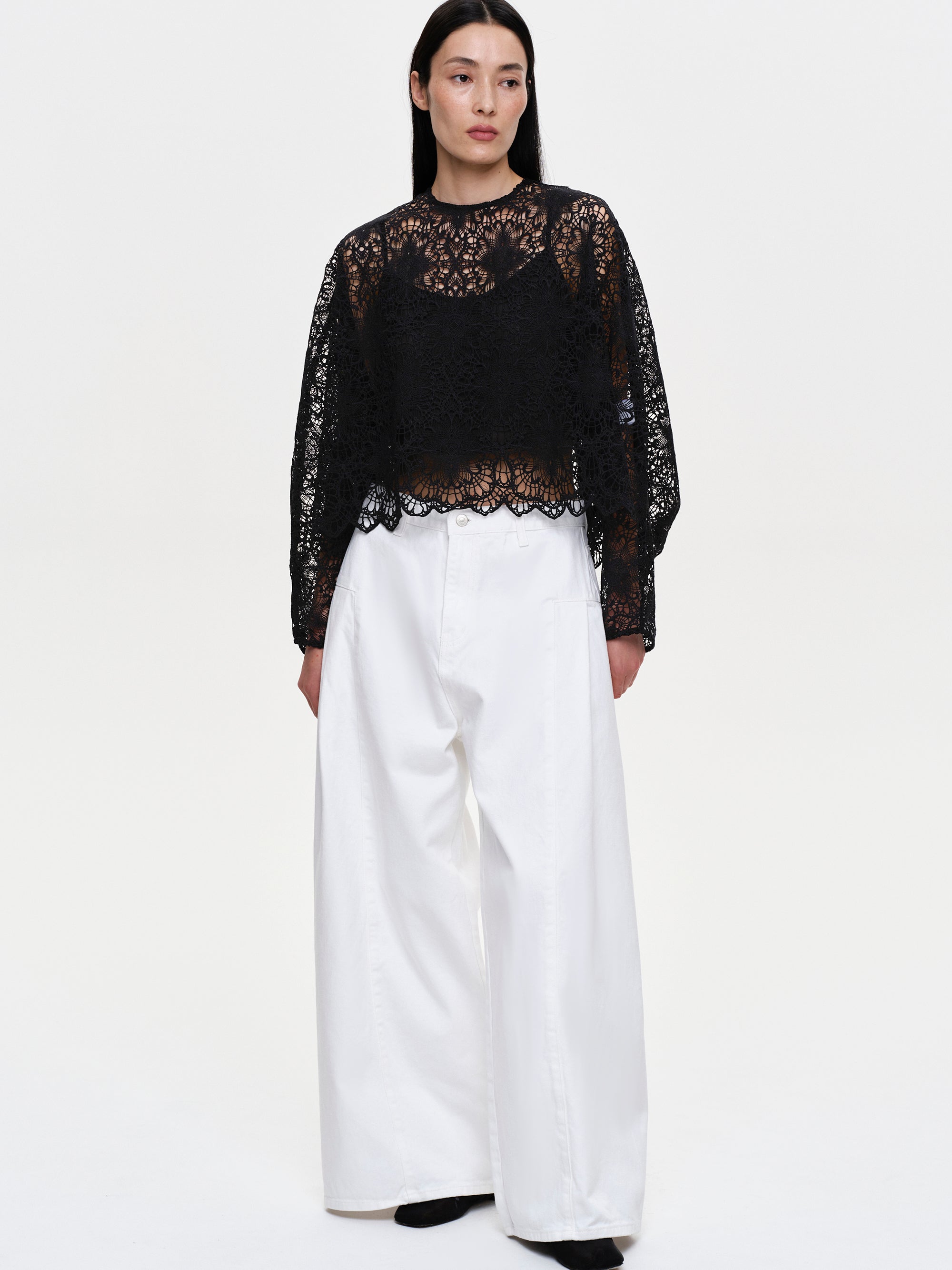 Double Side Oversized Jeans, White