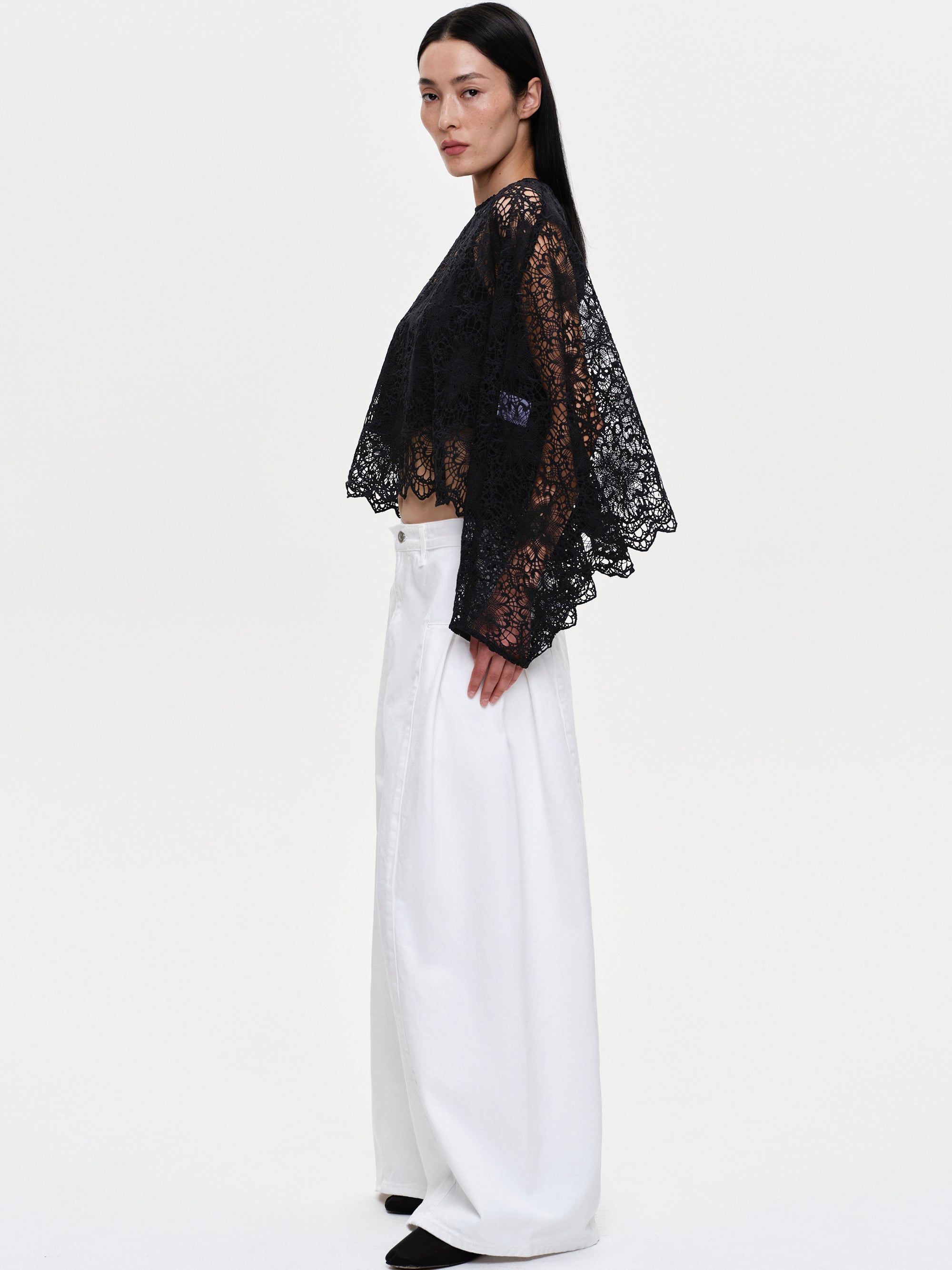 Double Side Oversized Jeans, White
