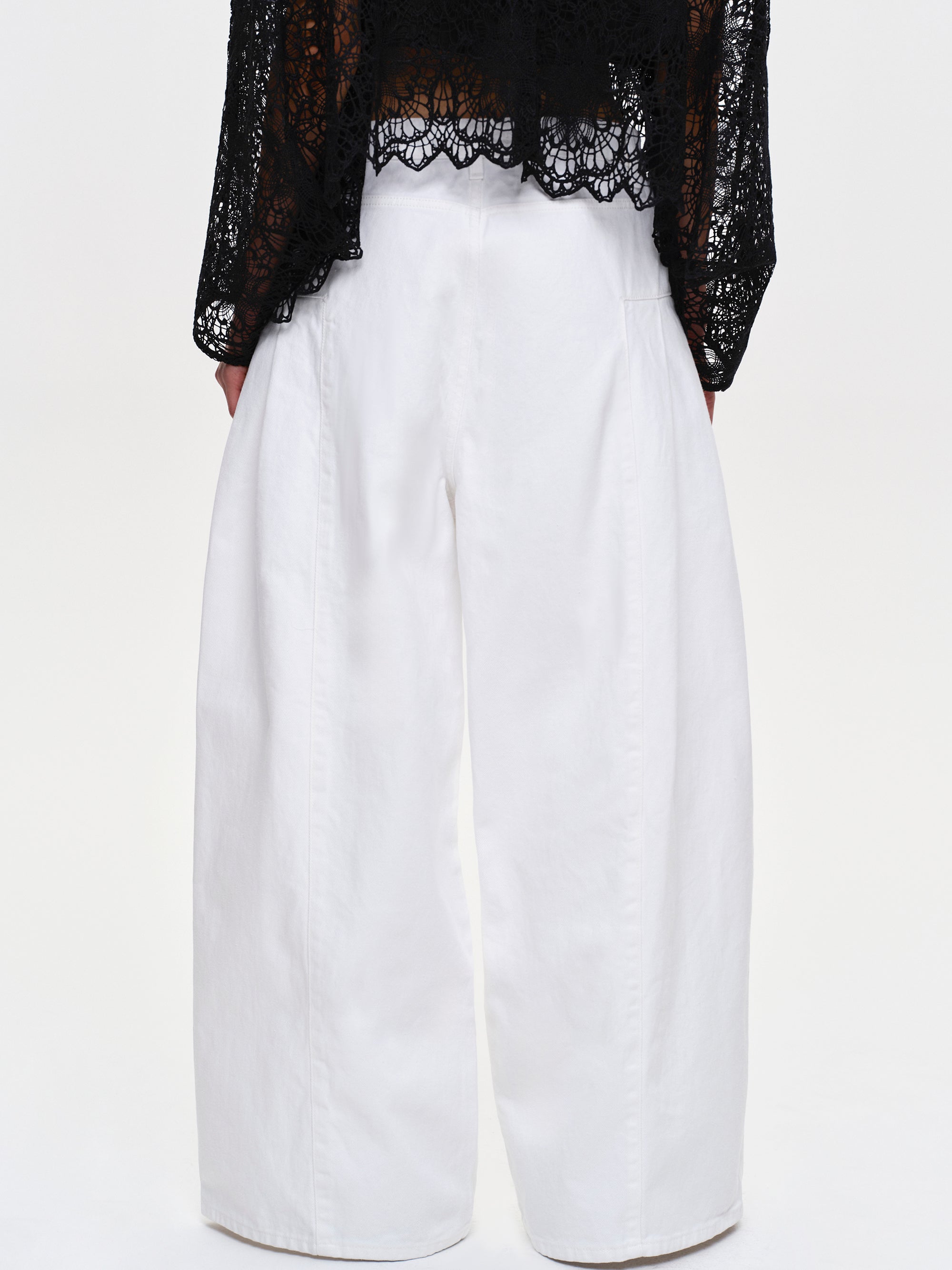 Double Side Oversized Jeans, White