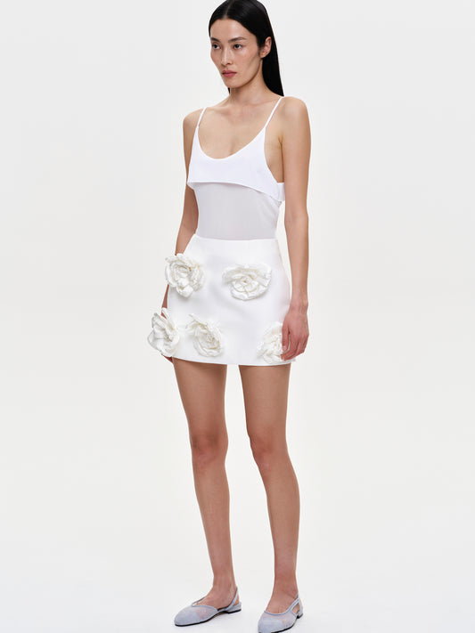 Applique Mini Skirt, White
