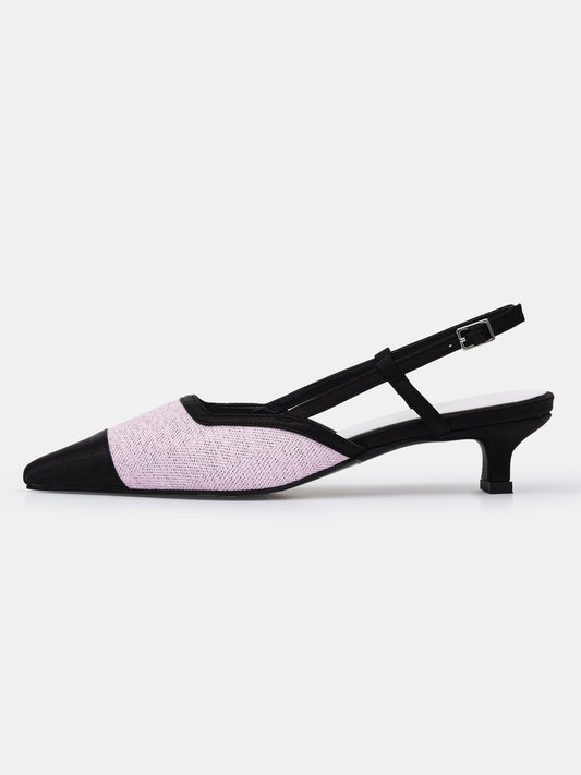 Tweed Slingback Heels, Pink