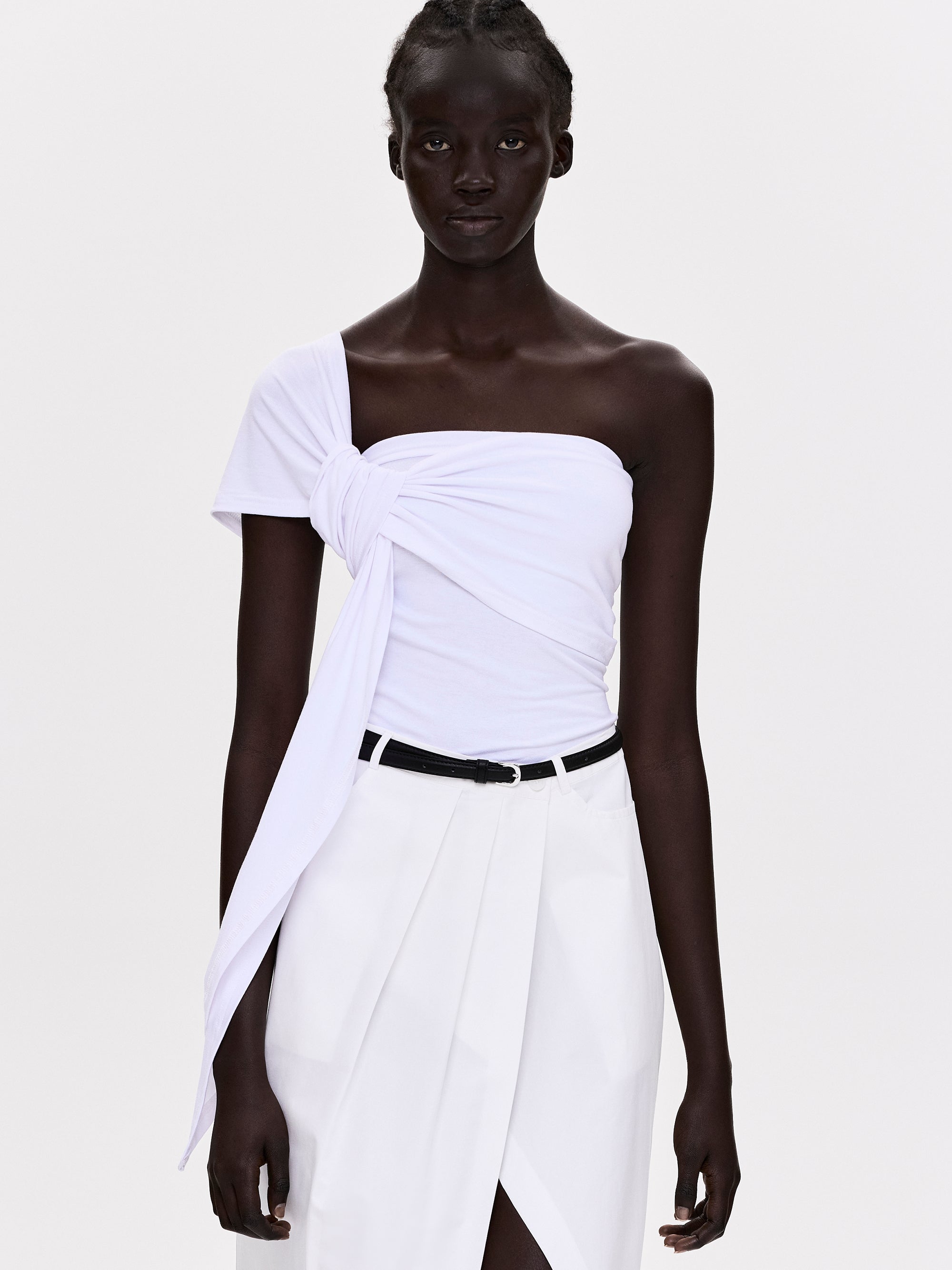 Knotted Jersey T-Shirt, White