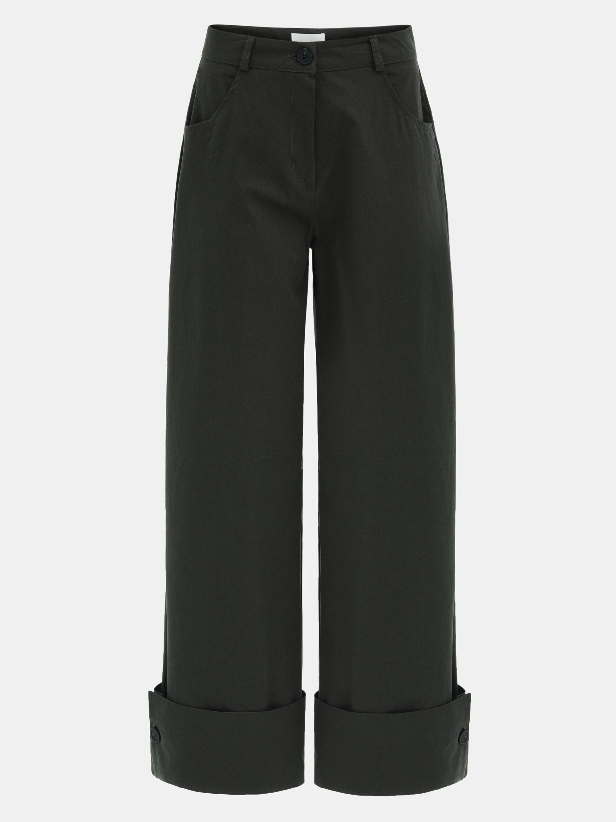 Cuffed Wide-Leg Trousers, Sacramento – SourceUnknown
