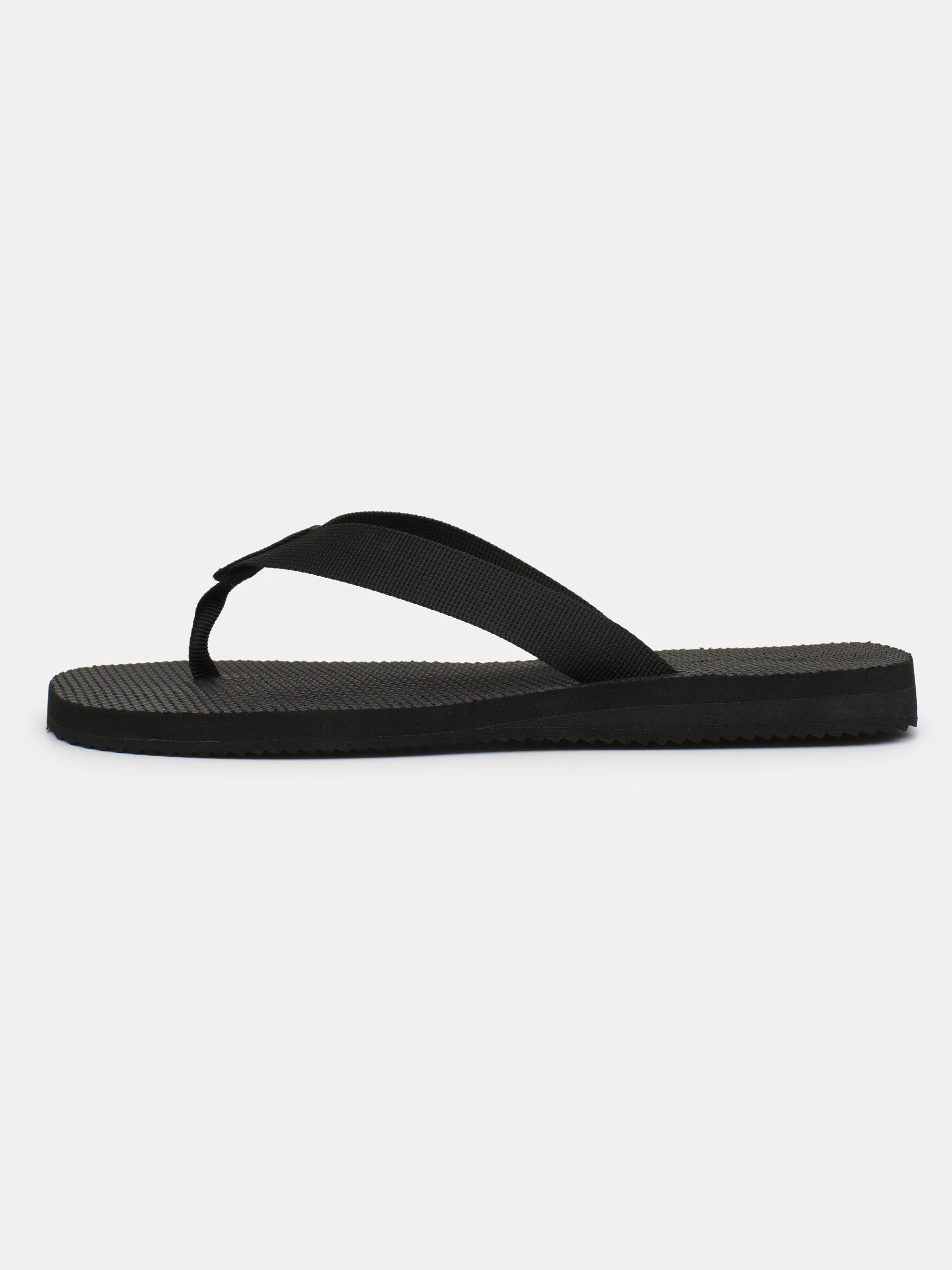 Woven Strap Flip-Flops, Black