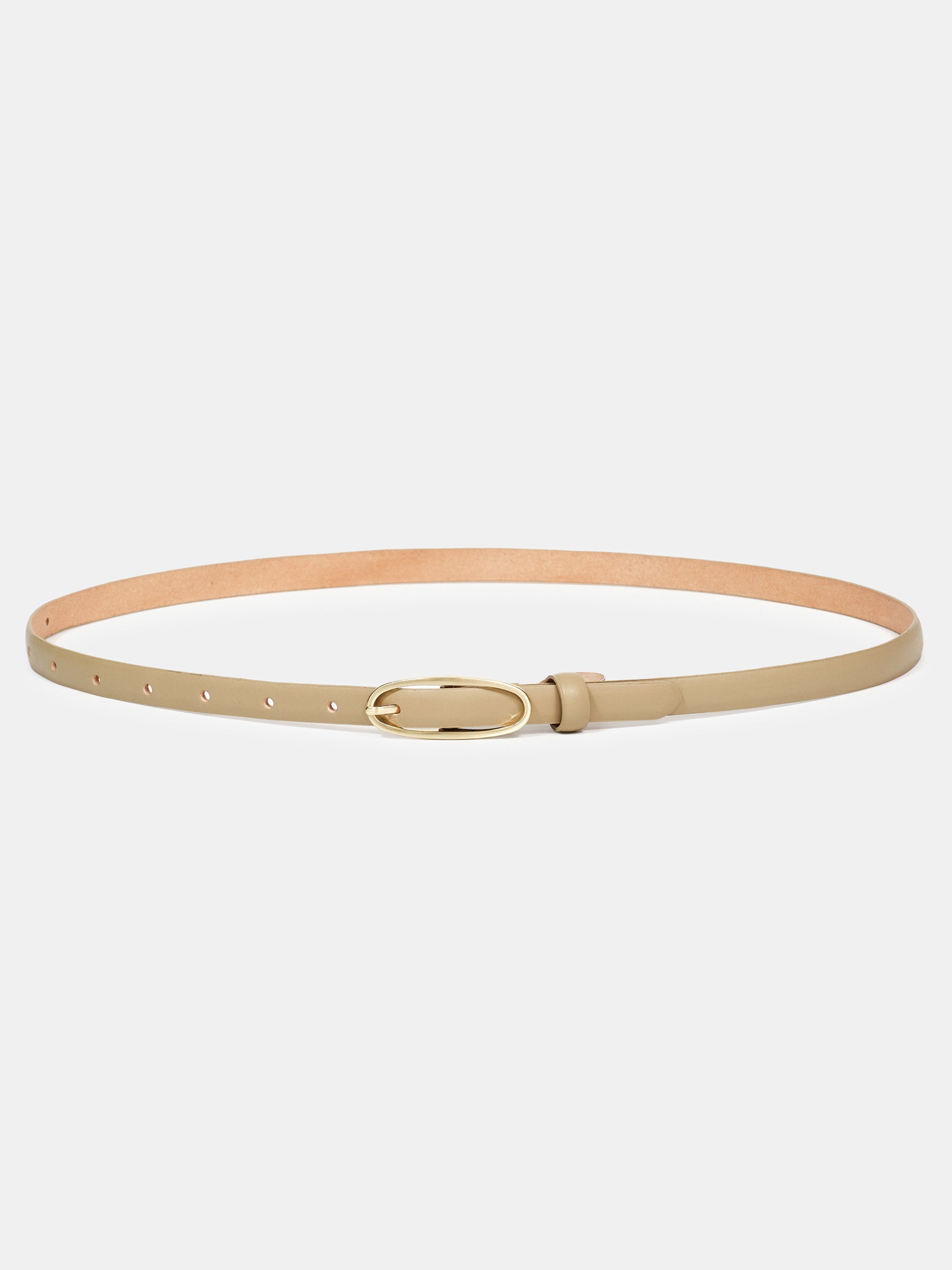 Oval Buckle Leather Belt, Sand