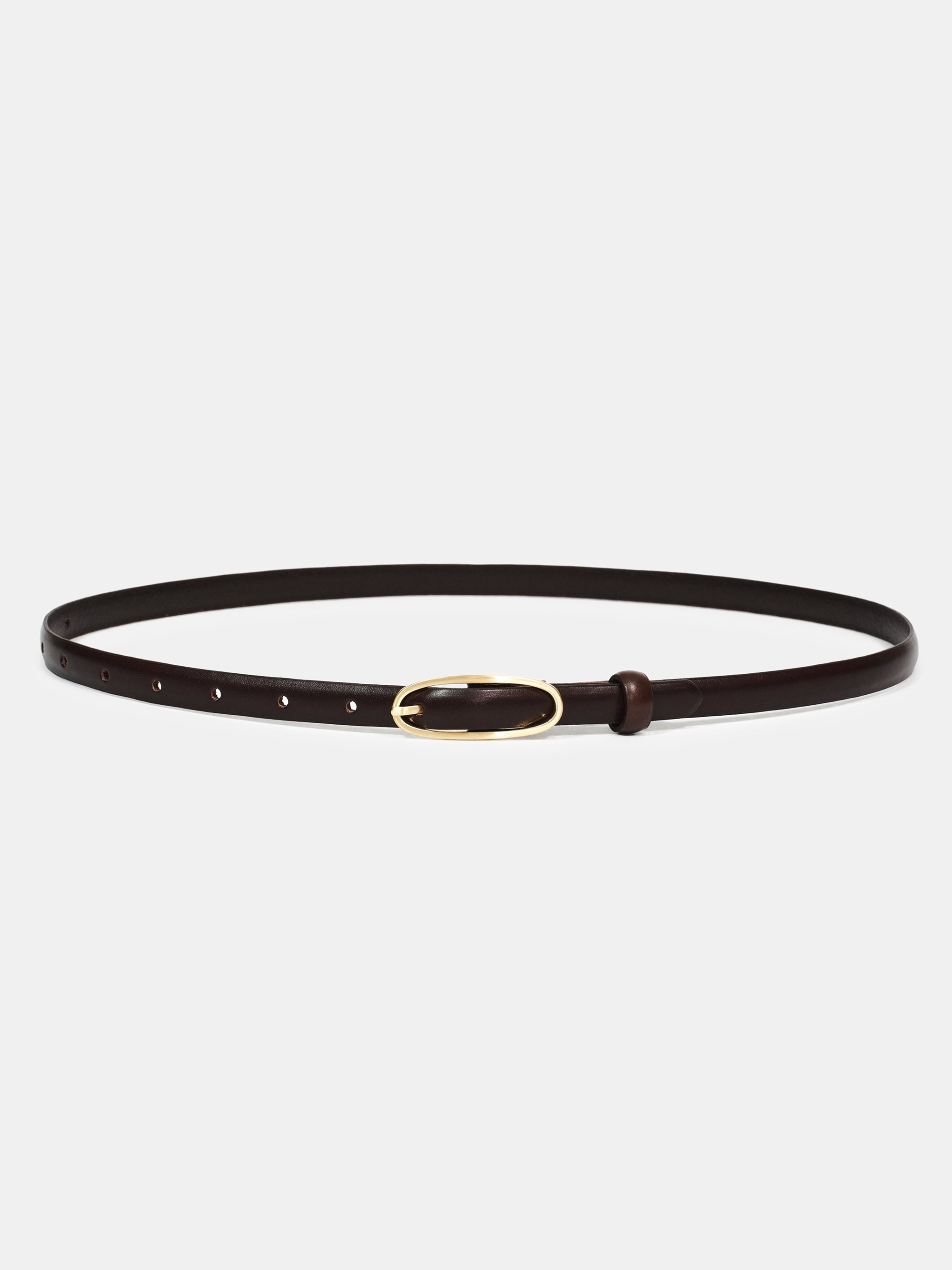 Oval Buckle Leather Belt, Chocolate
