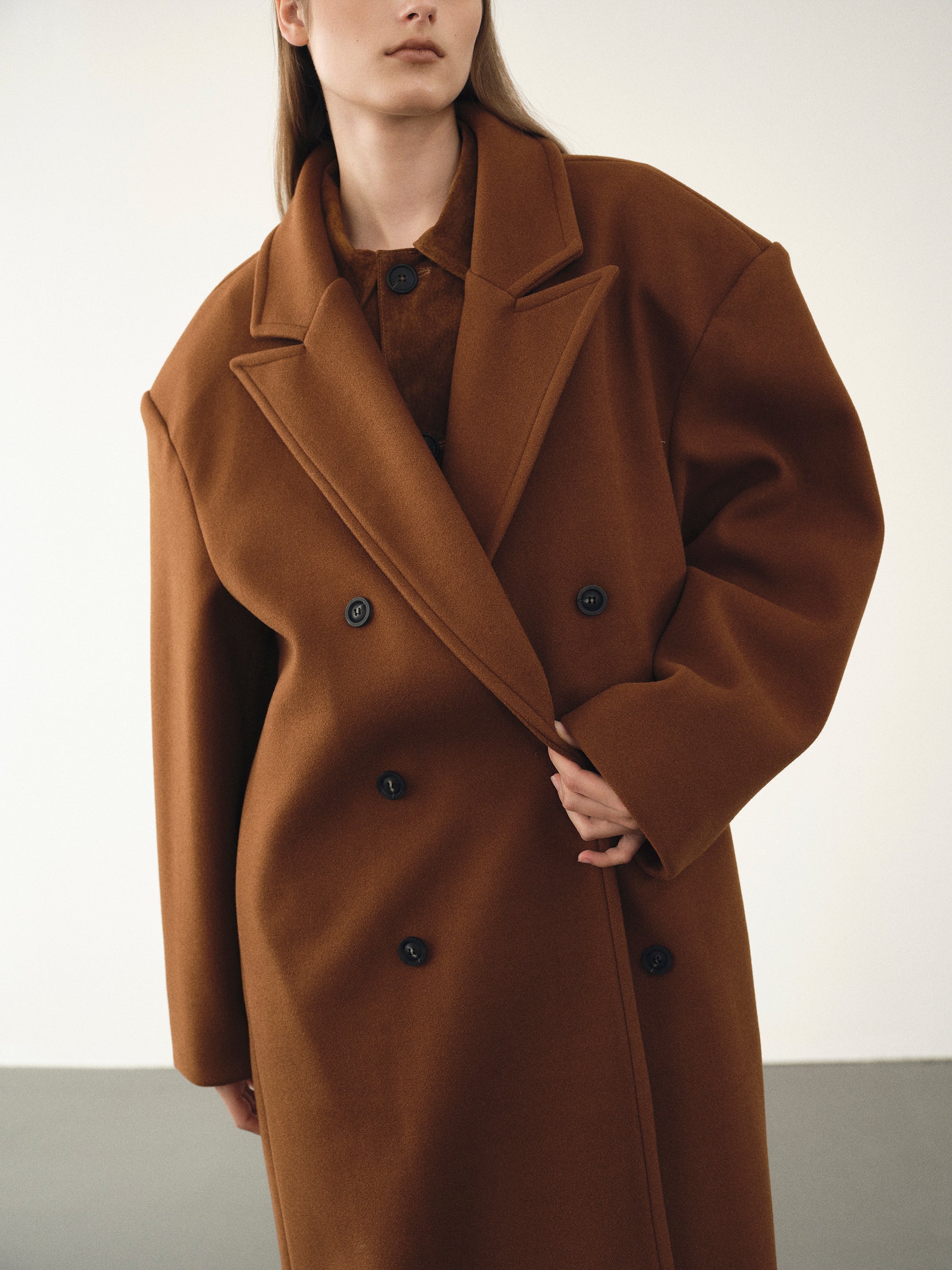 Wallis Oversized Grandpa Coat, Pecan