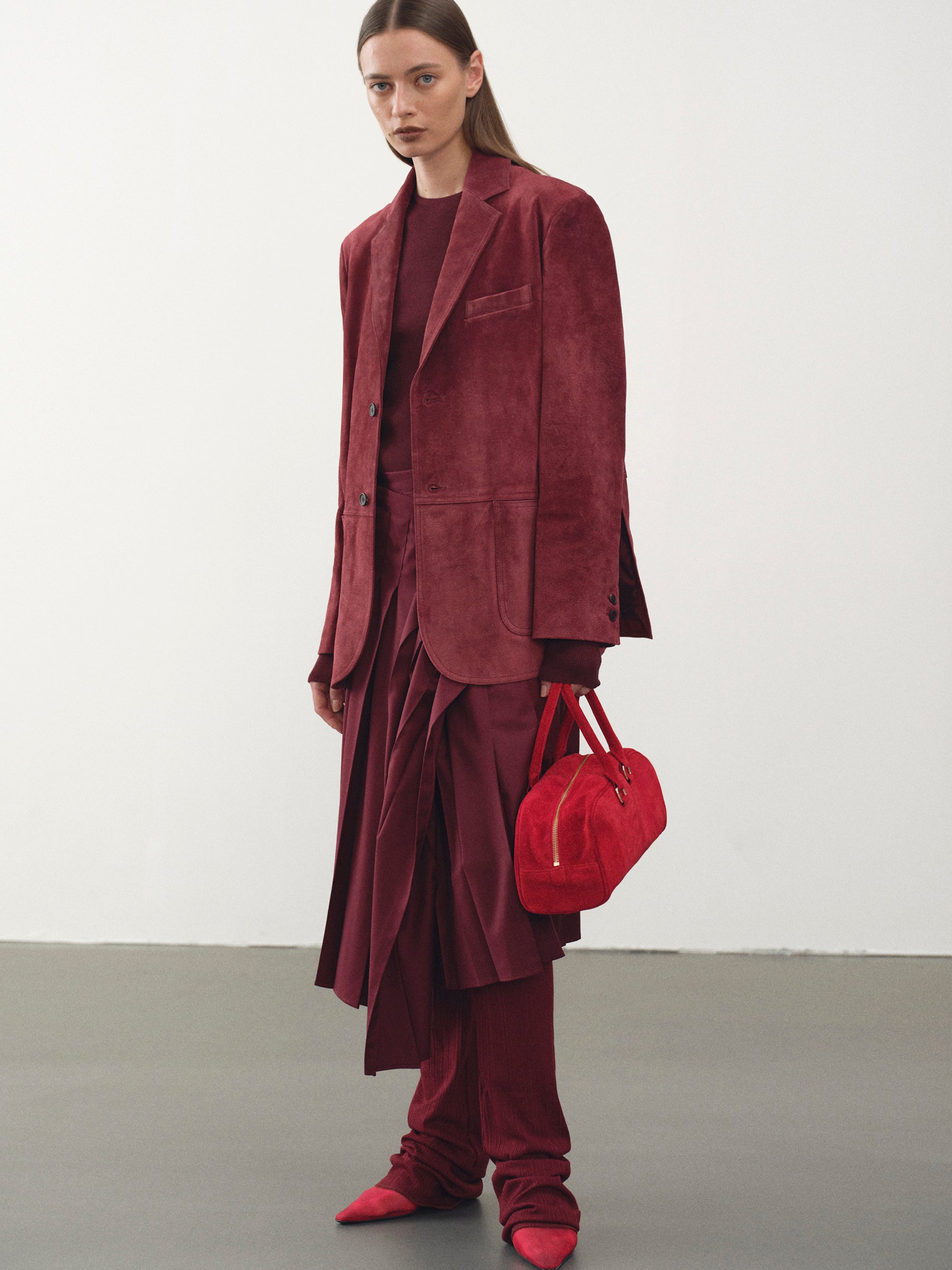 Kant Suede Blazer, Burgundy