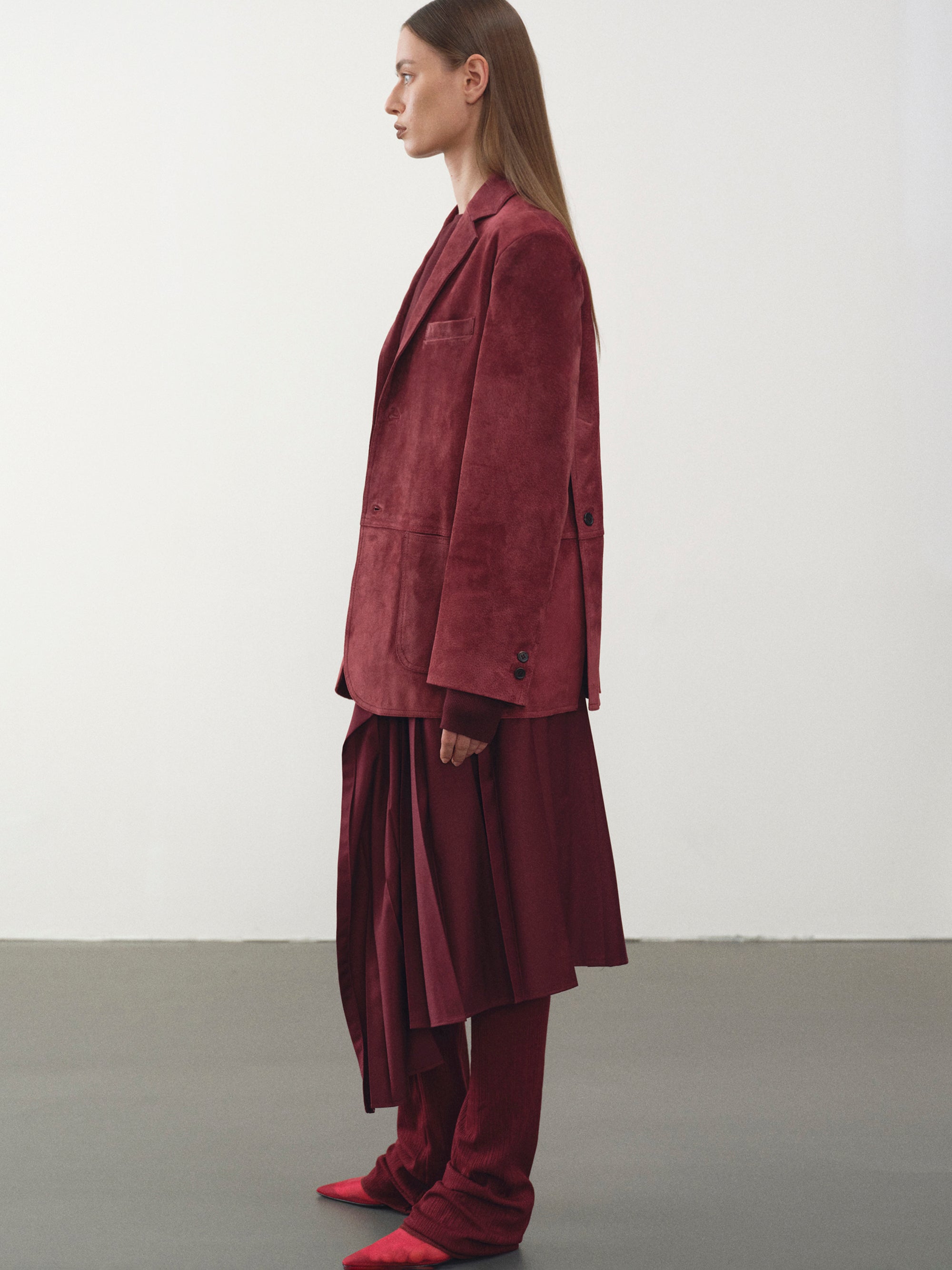 Kant Suede Blazer, Burgundy