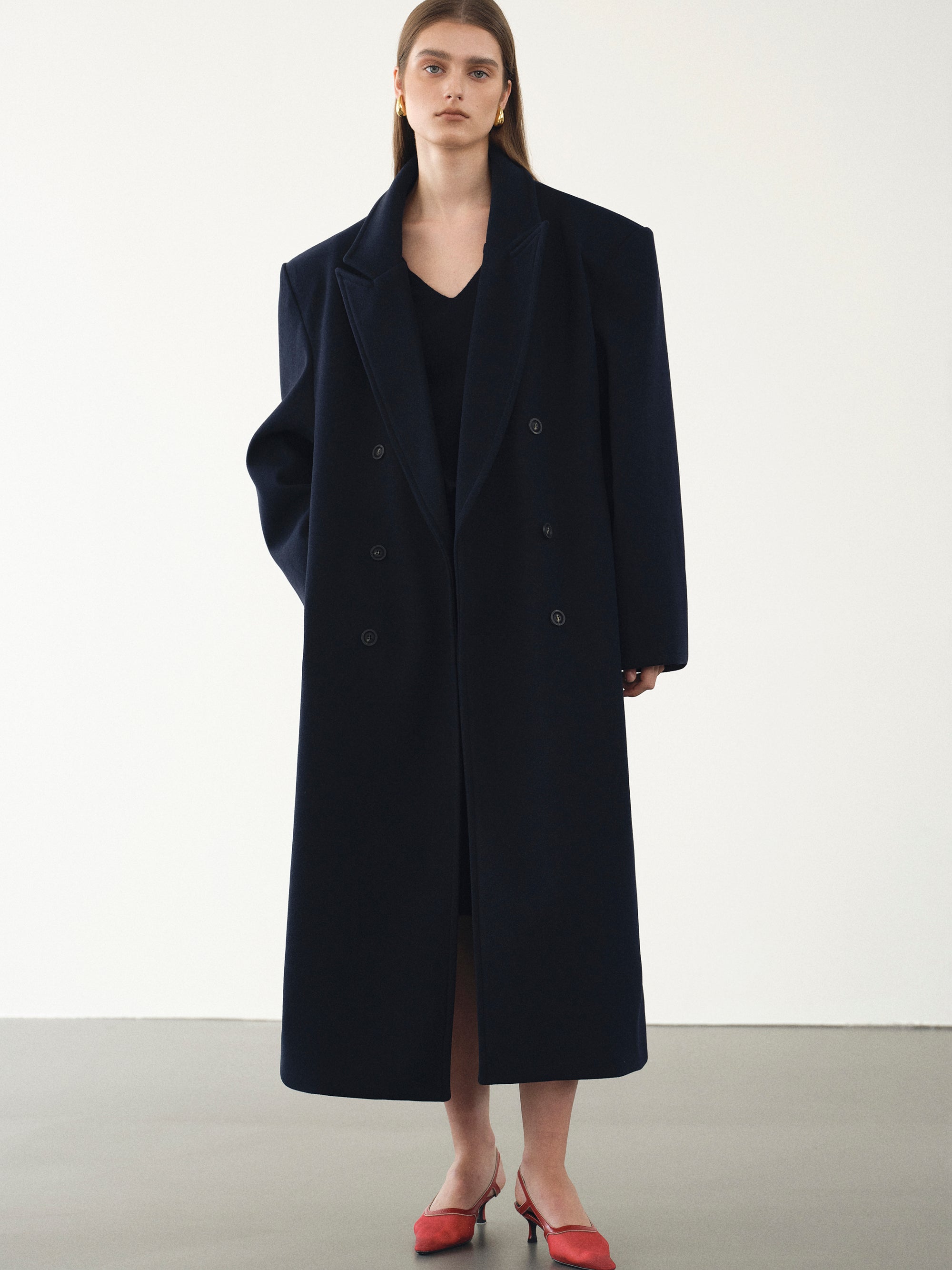 Wallis Oversized Grandpa Coat, Navy