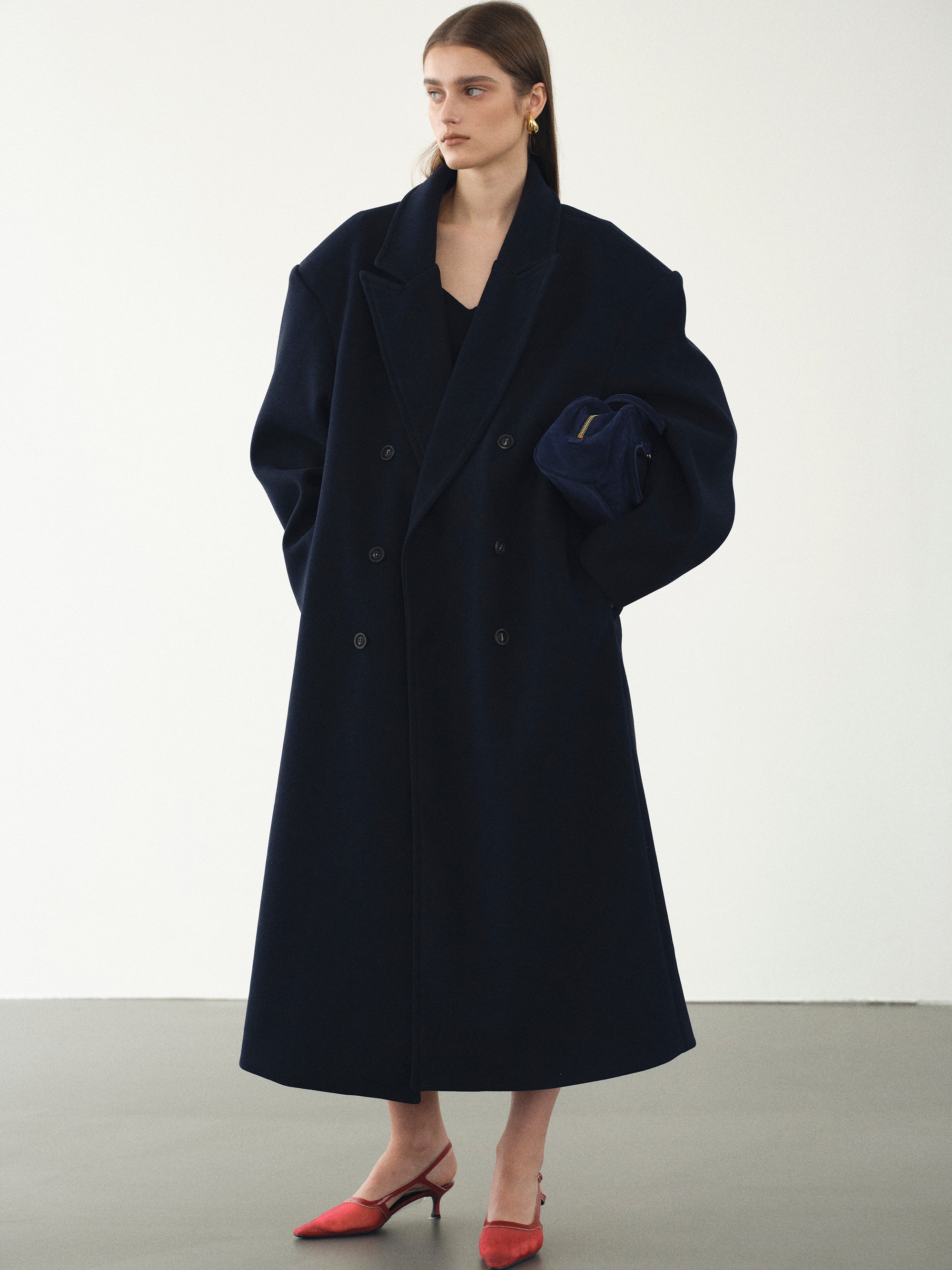 Wallis Oversized Grandpa Coat, Navy
