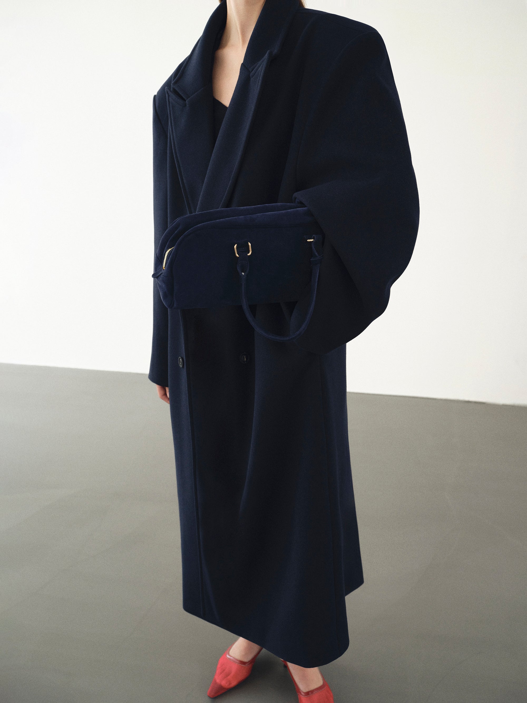 Wallis Oversized Grandpa Coat, Navy
