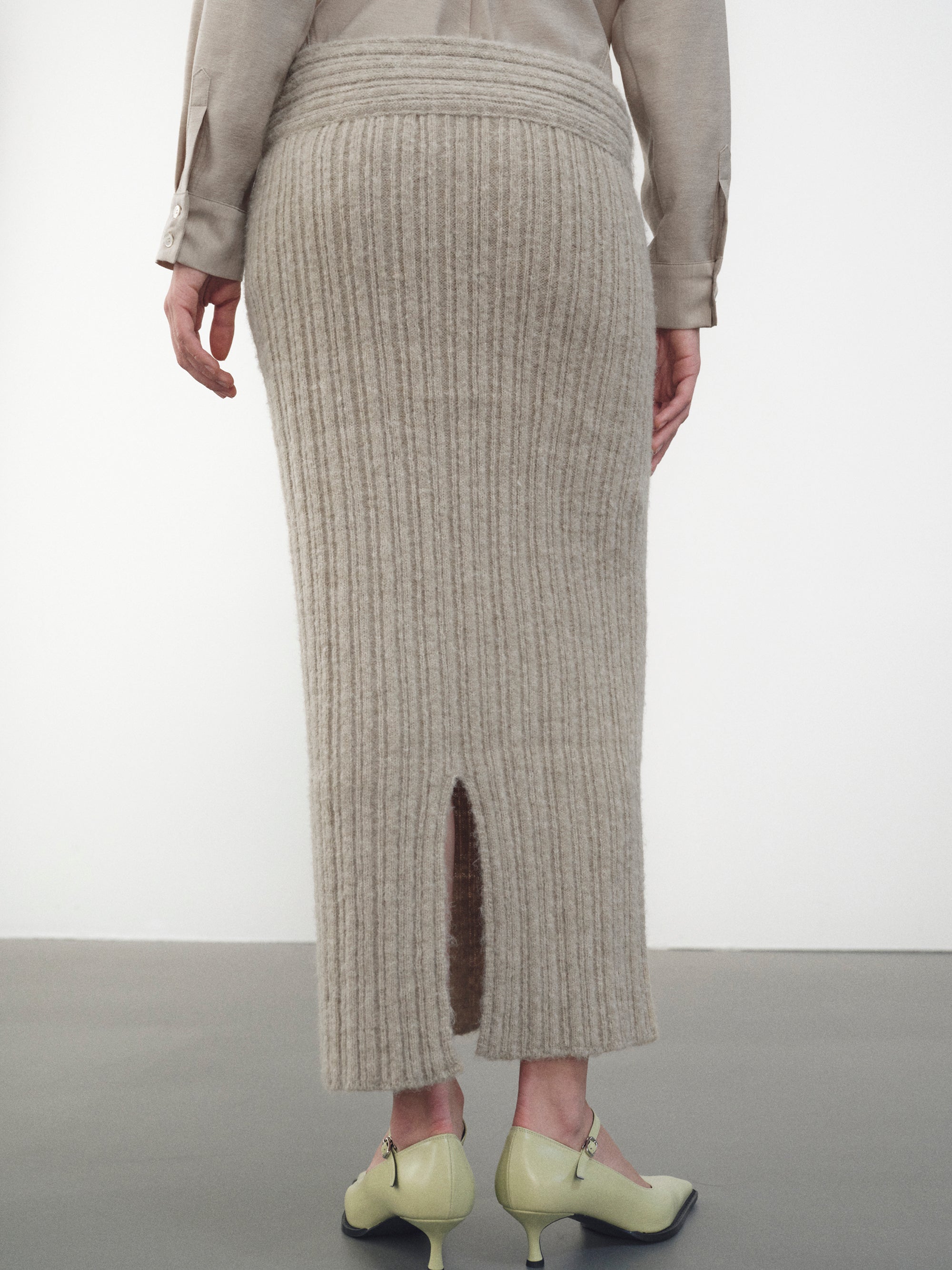 Becca High Roll Knit Skirt, Coconut