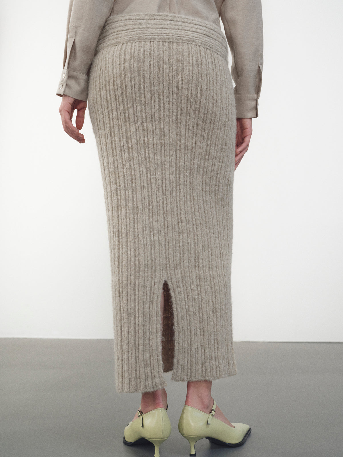Becca High Roll Knit Skirt, Coconut