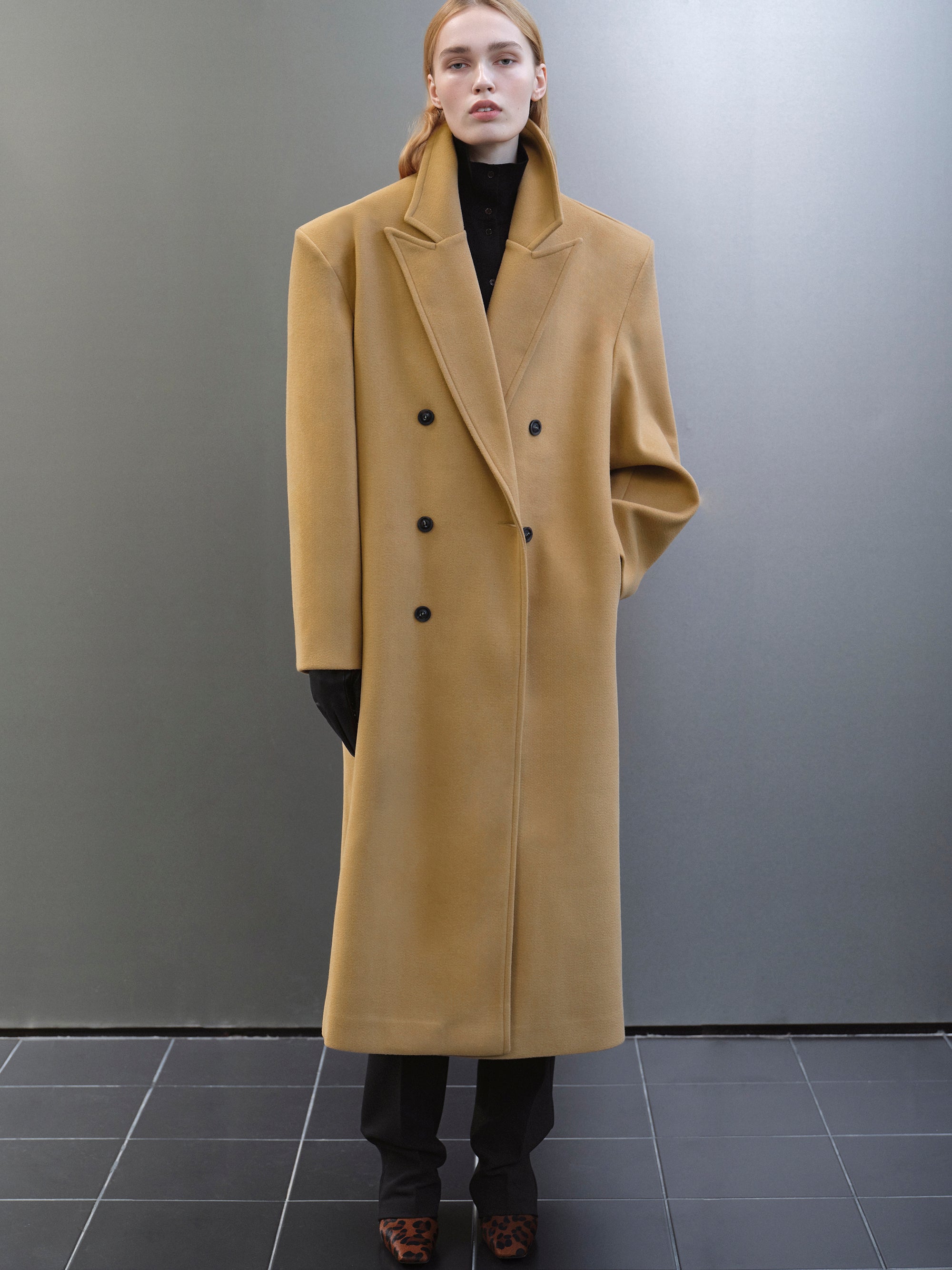 Wallis Oversized Grandpa Coat, Camel