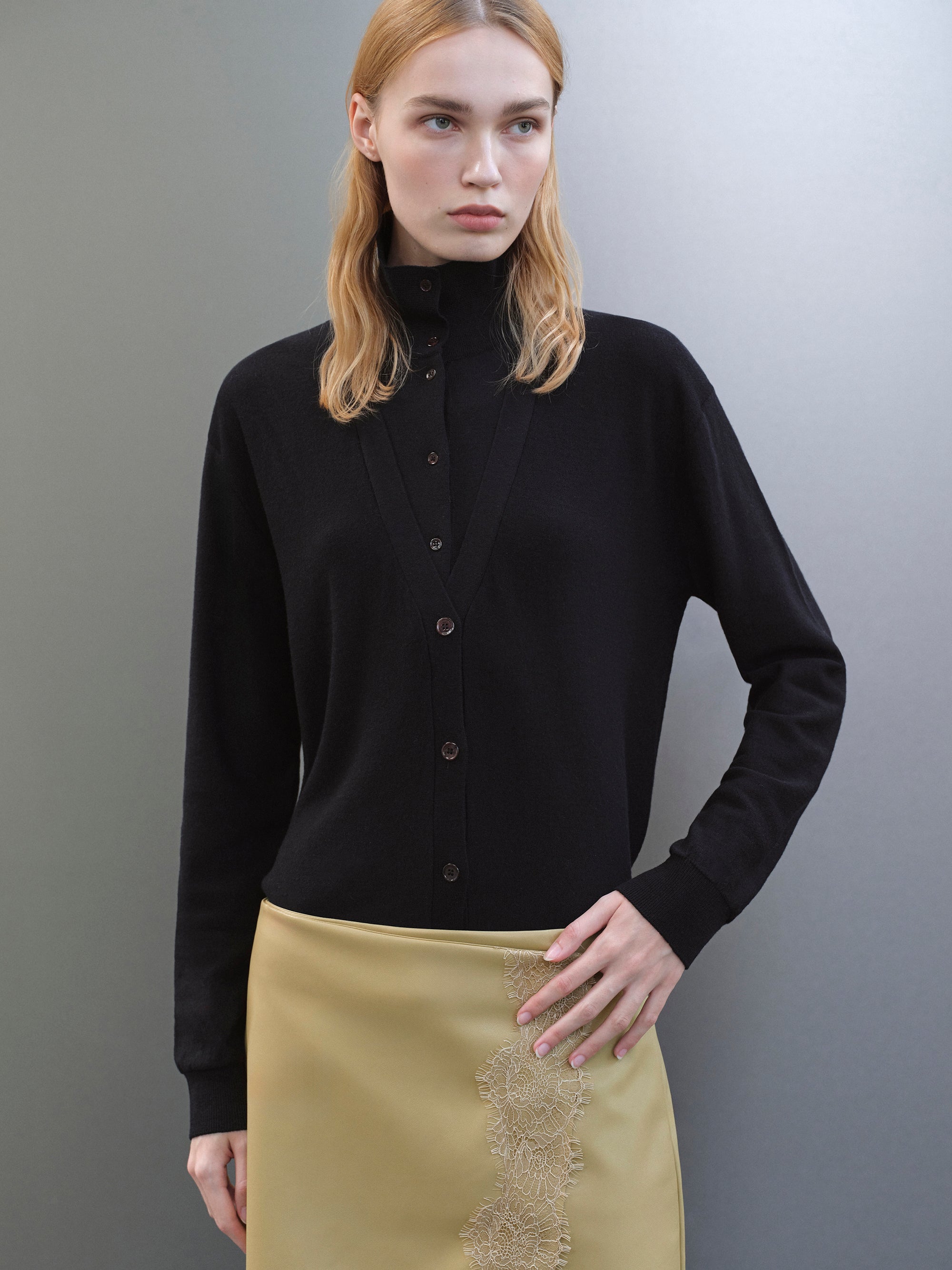 Fabbie Layered Cardigan, Black