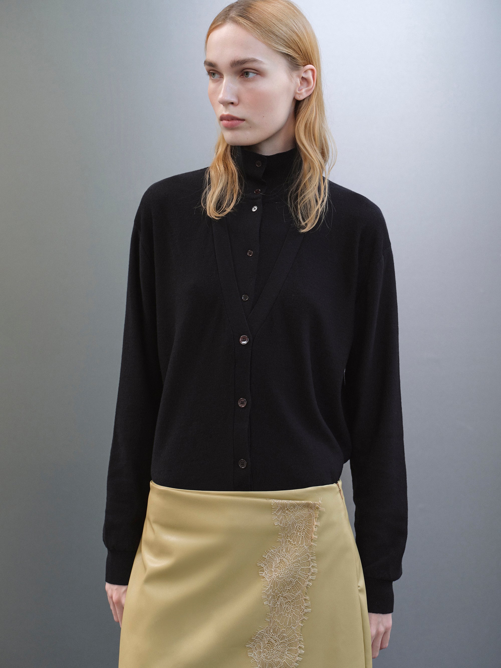 Fabbie Layered Cardigan, Black
