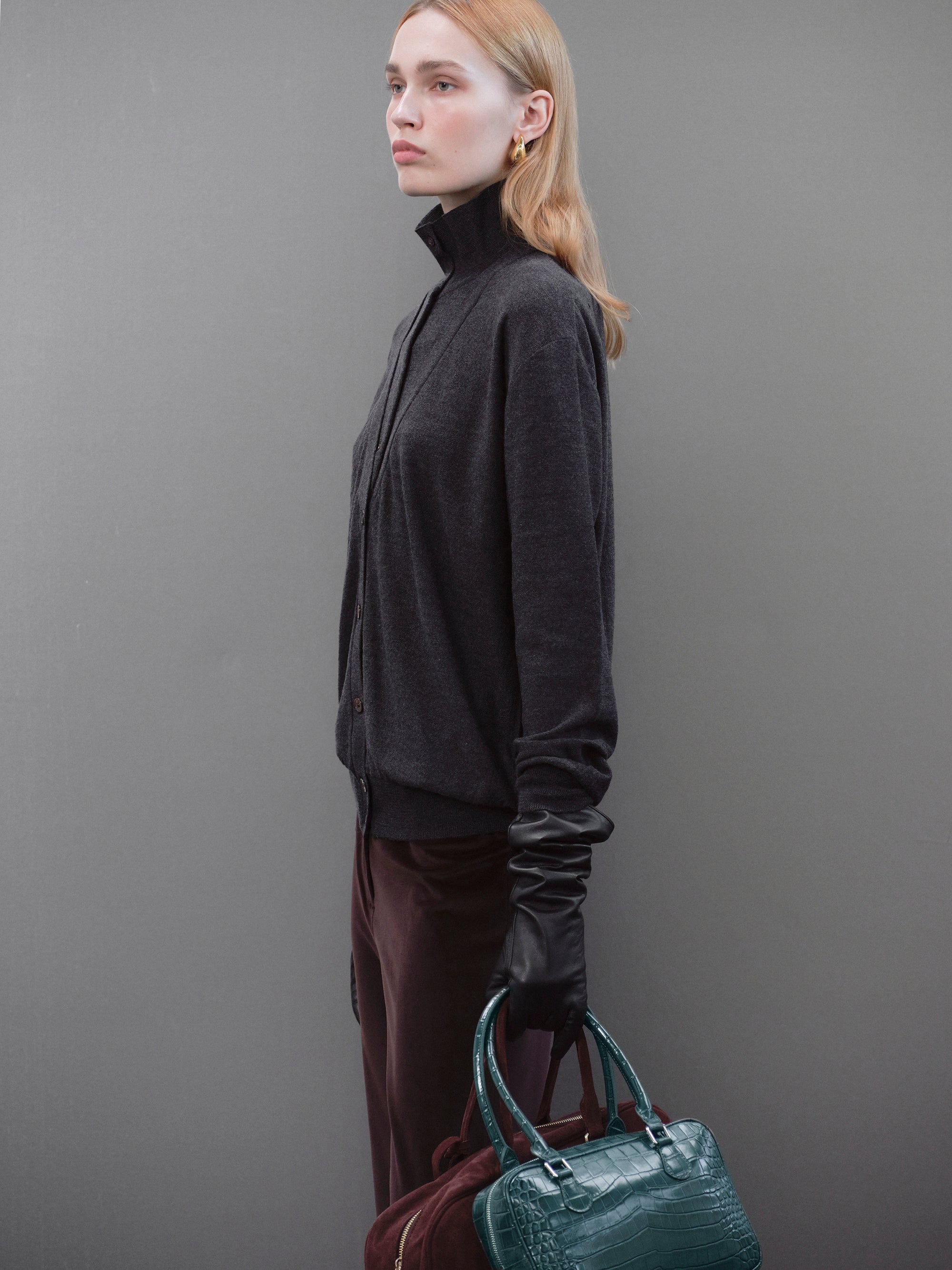 Fabbie Layered Cardigan, Charcoal