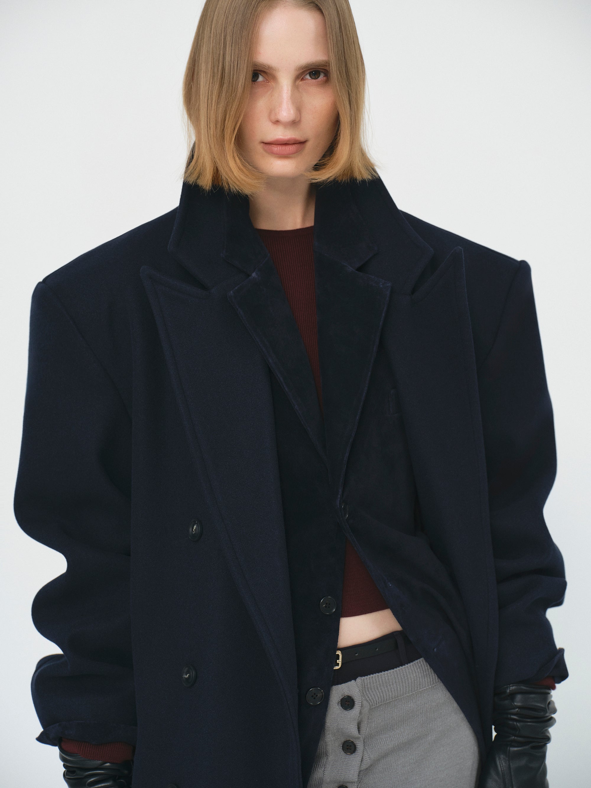 Wallis Oversized Grandpa Coat, Navy