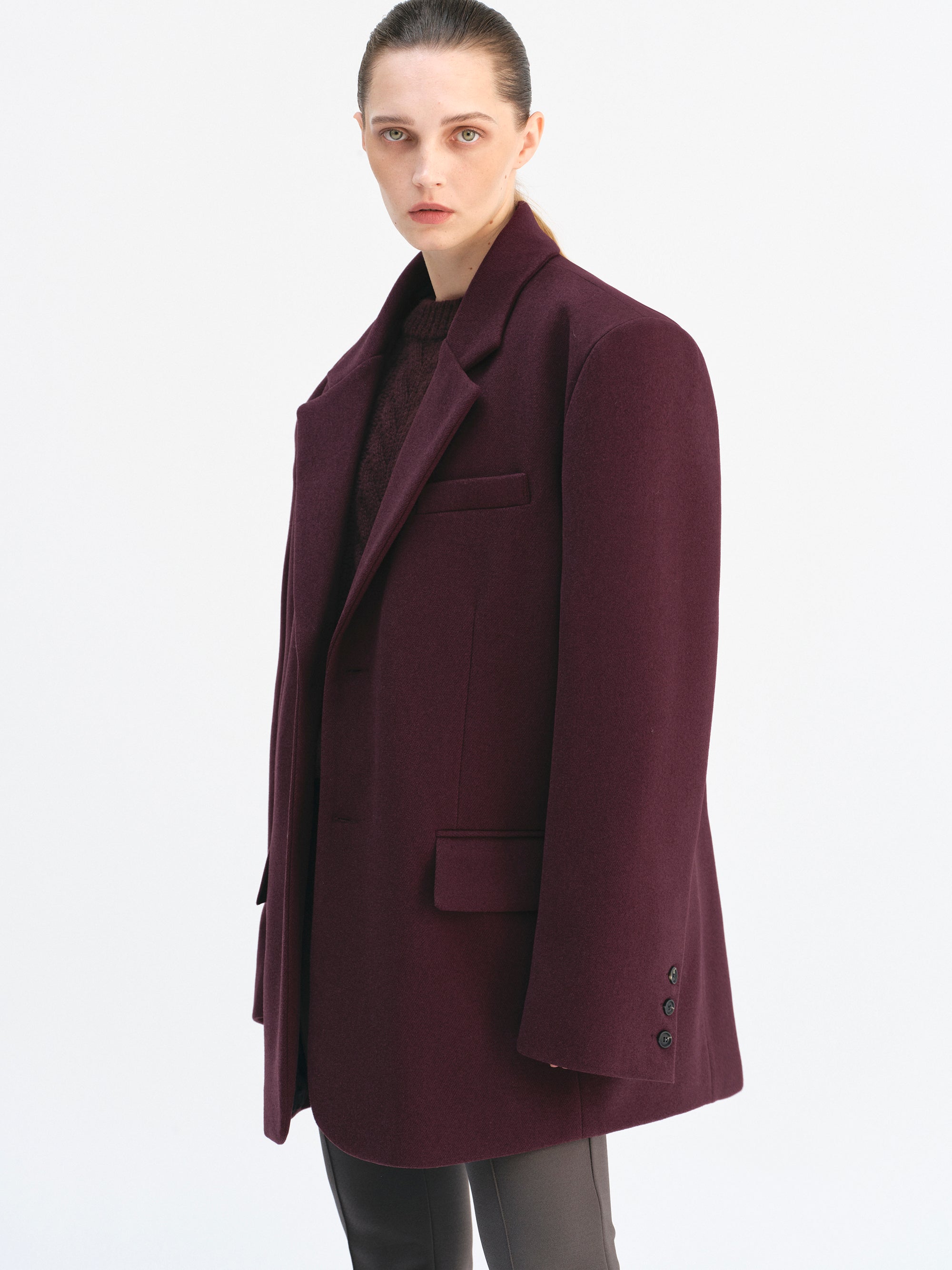 Hayk Oversized Boyfriend Blazer, Wine