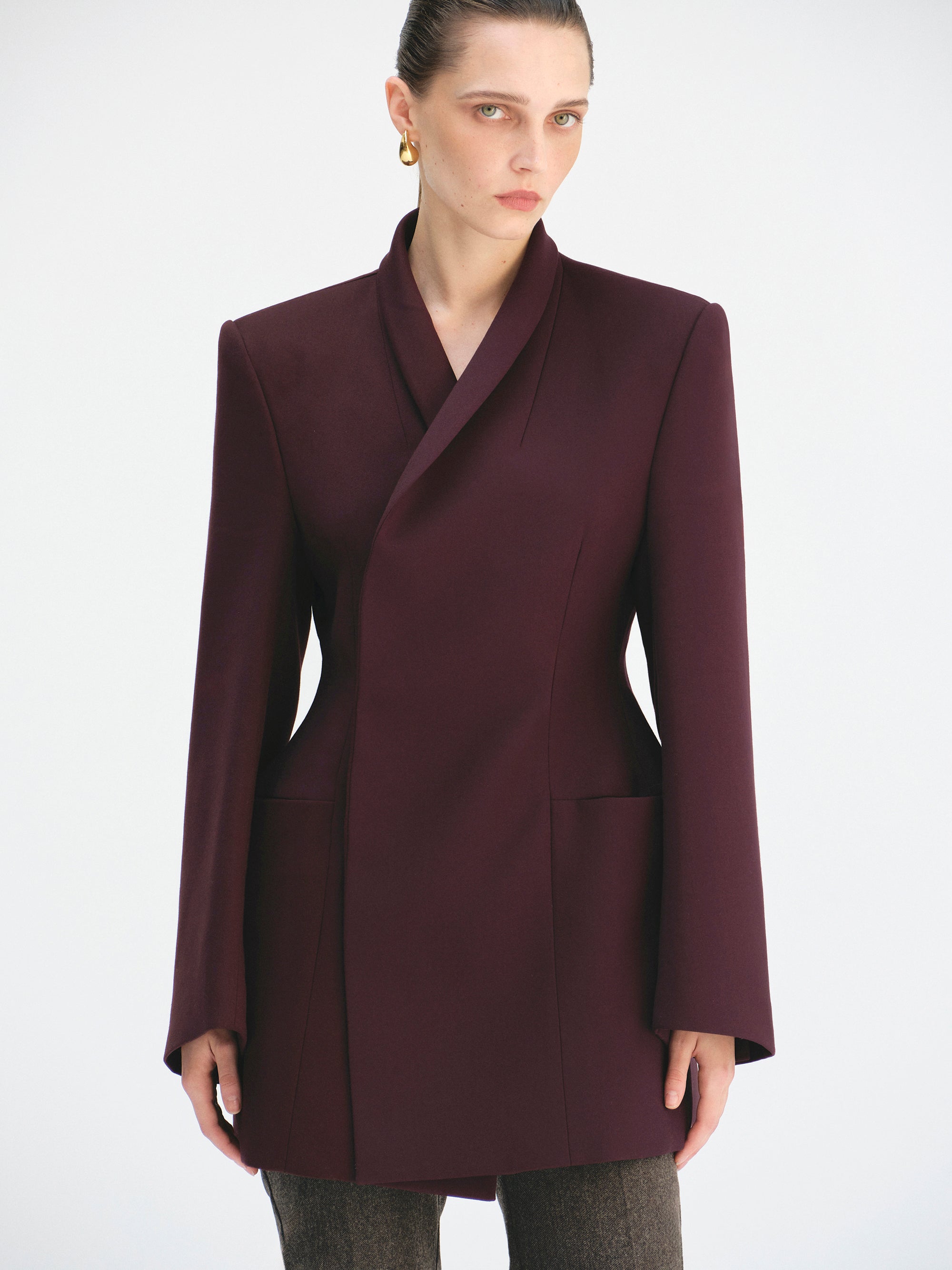 Corrin Wrap Blazer, Merlot