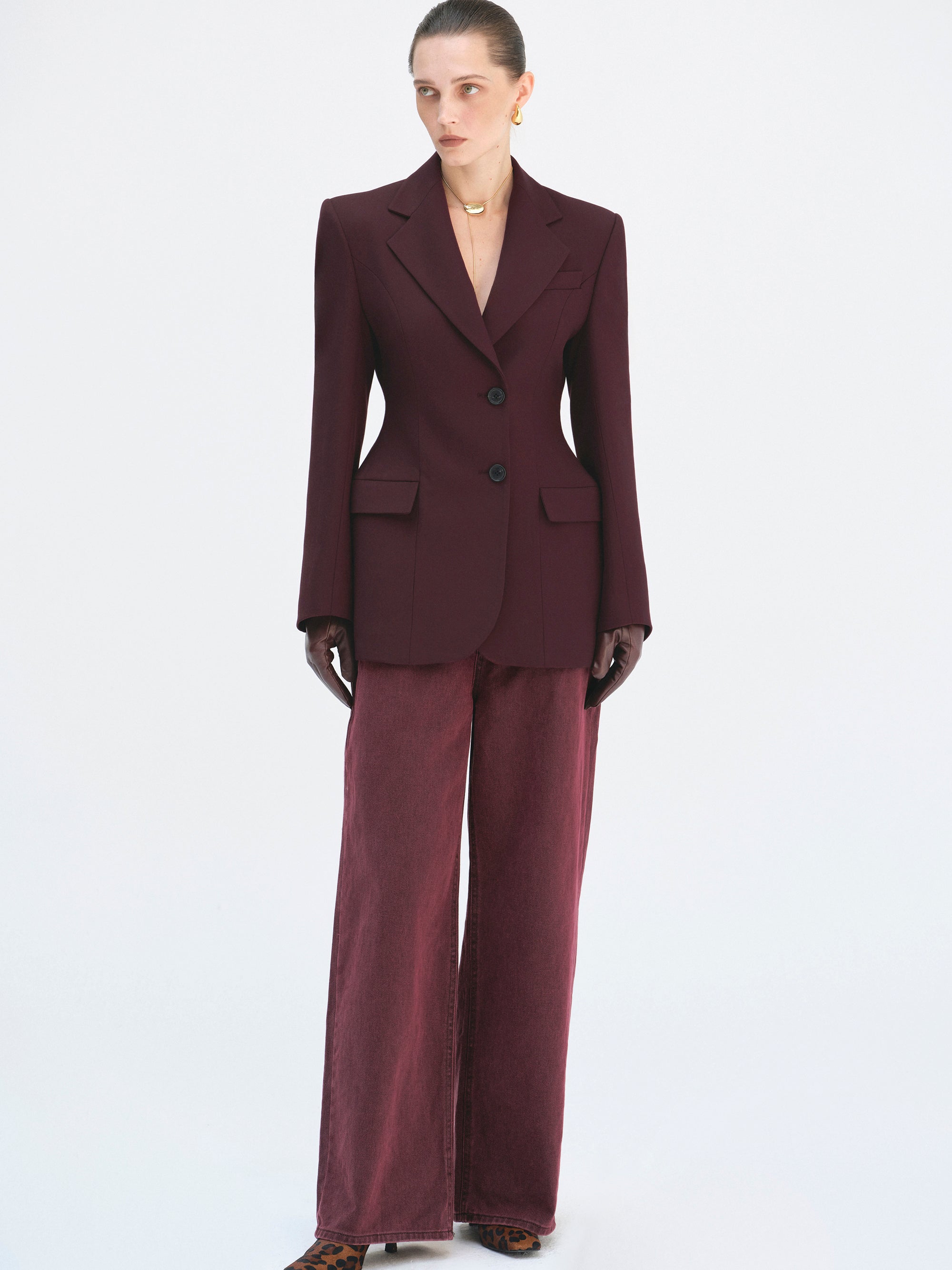 Poldo Hourglass Blazer, Merlot