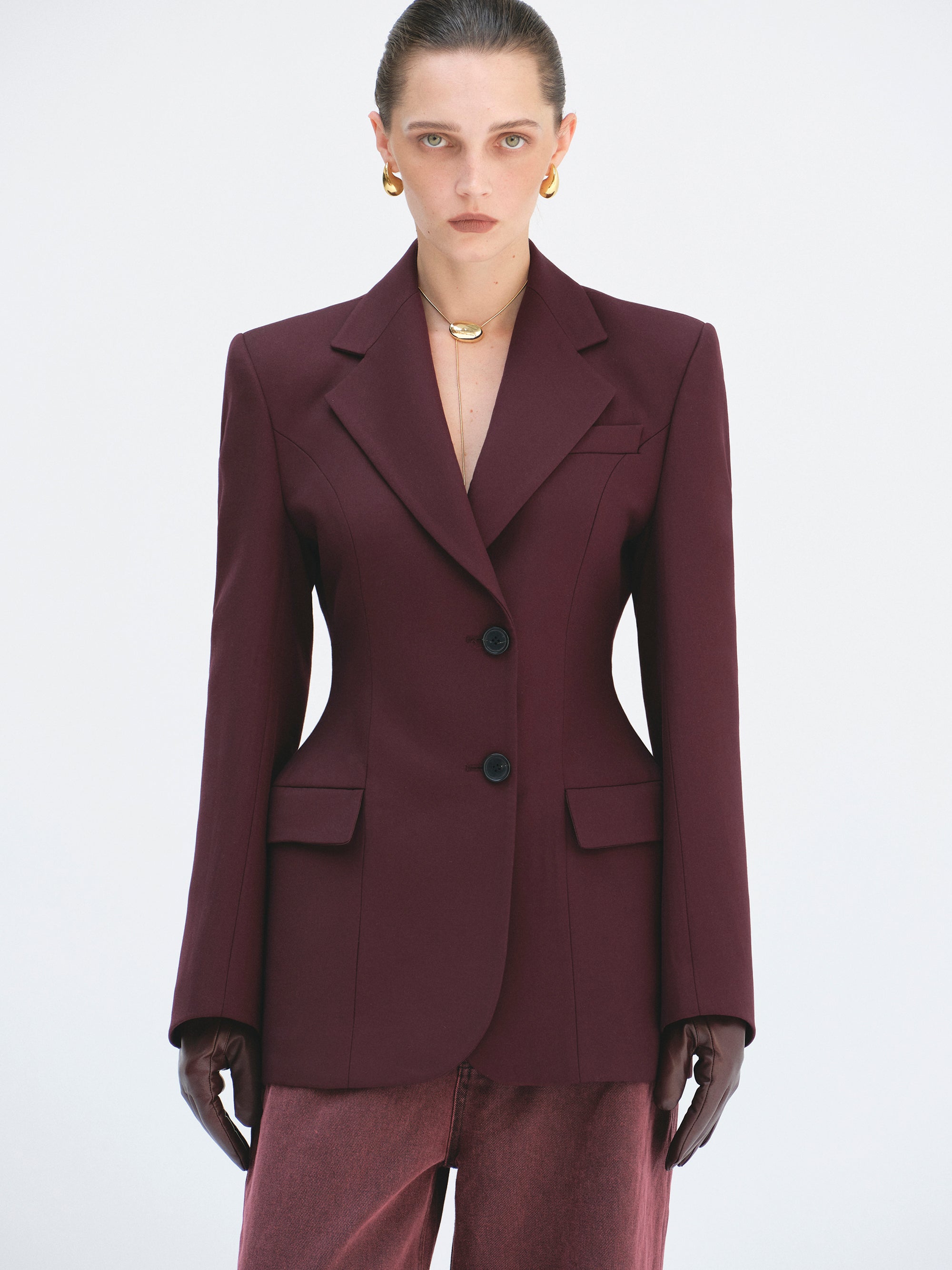 Poldo Hourglass Blazer, Merlot