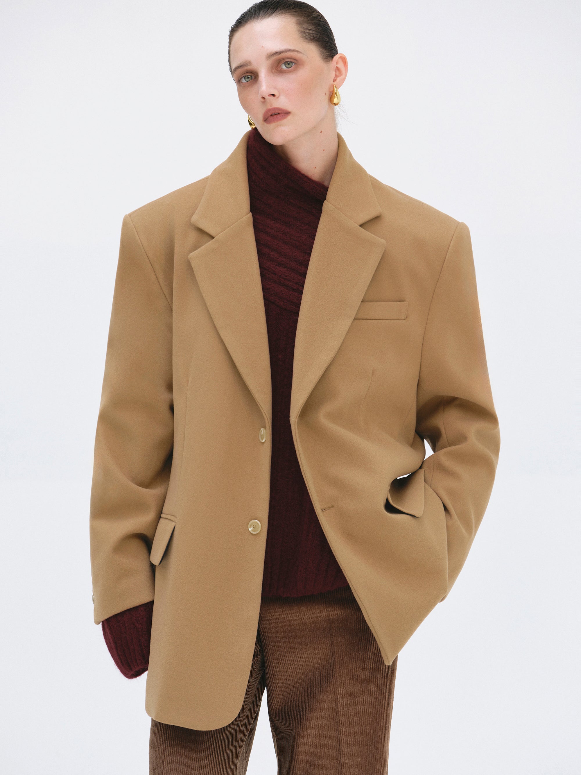 Hayk Oversized Boyfriend Blazer, Camel