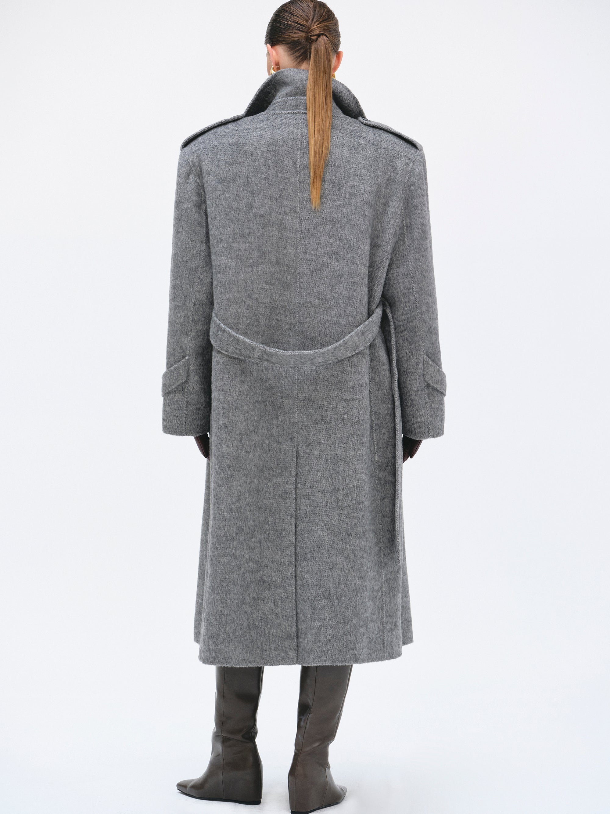 Oversized Wool Trench Coat, Grey