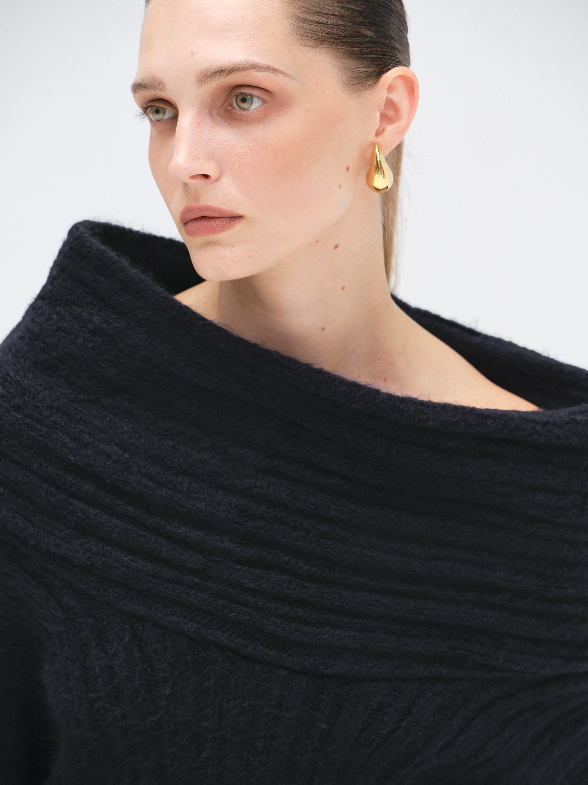 Becca Oversized High Roll Knit Pullover, Midnight