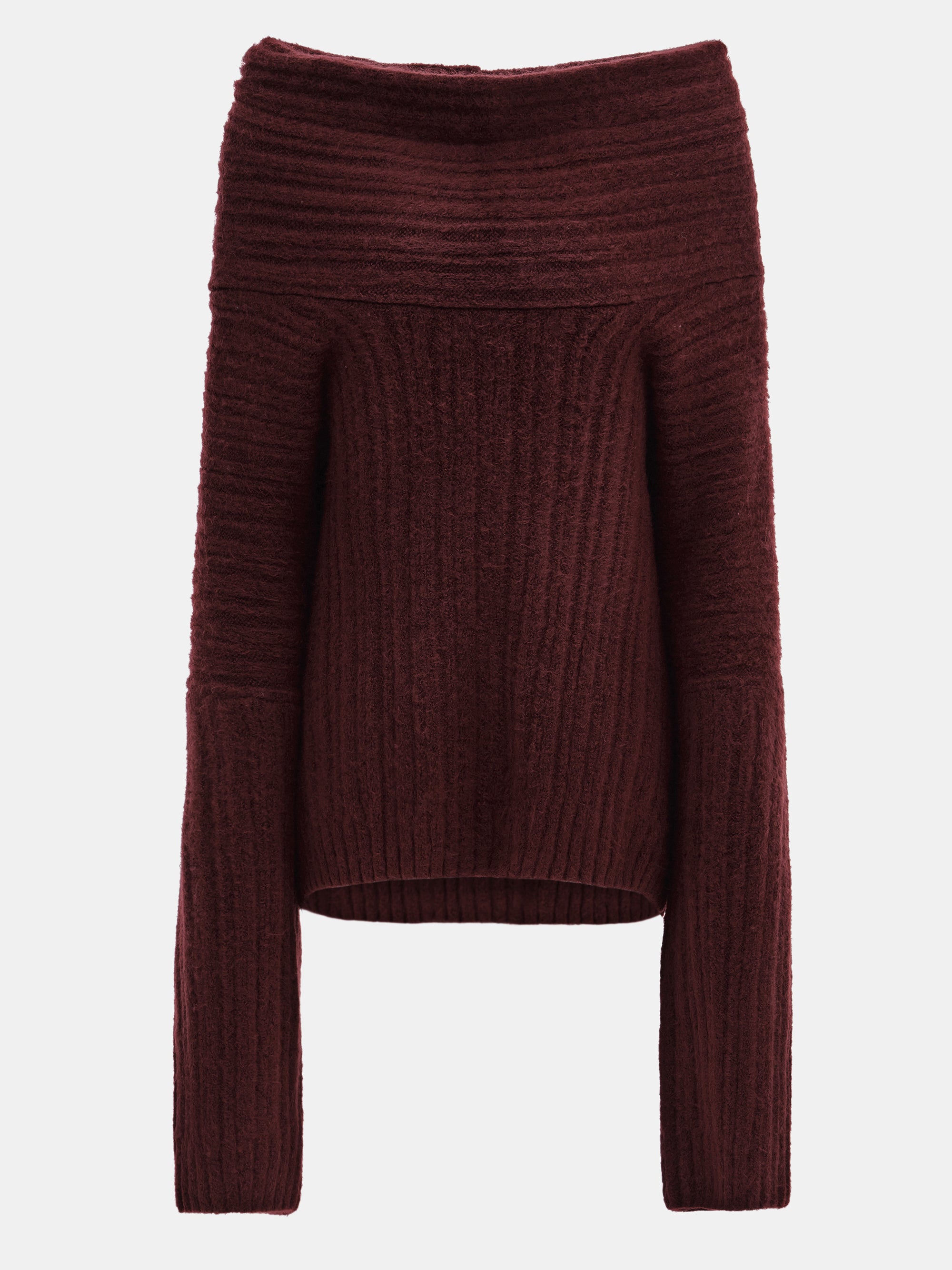 Becca Oversized High Roll Knit Pullover, Burgundy
