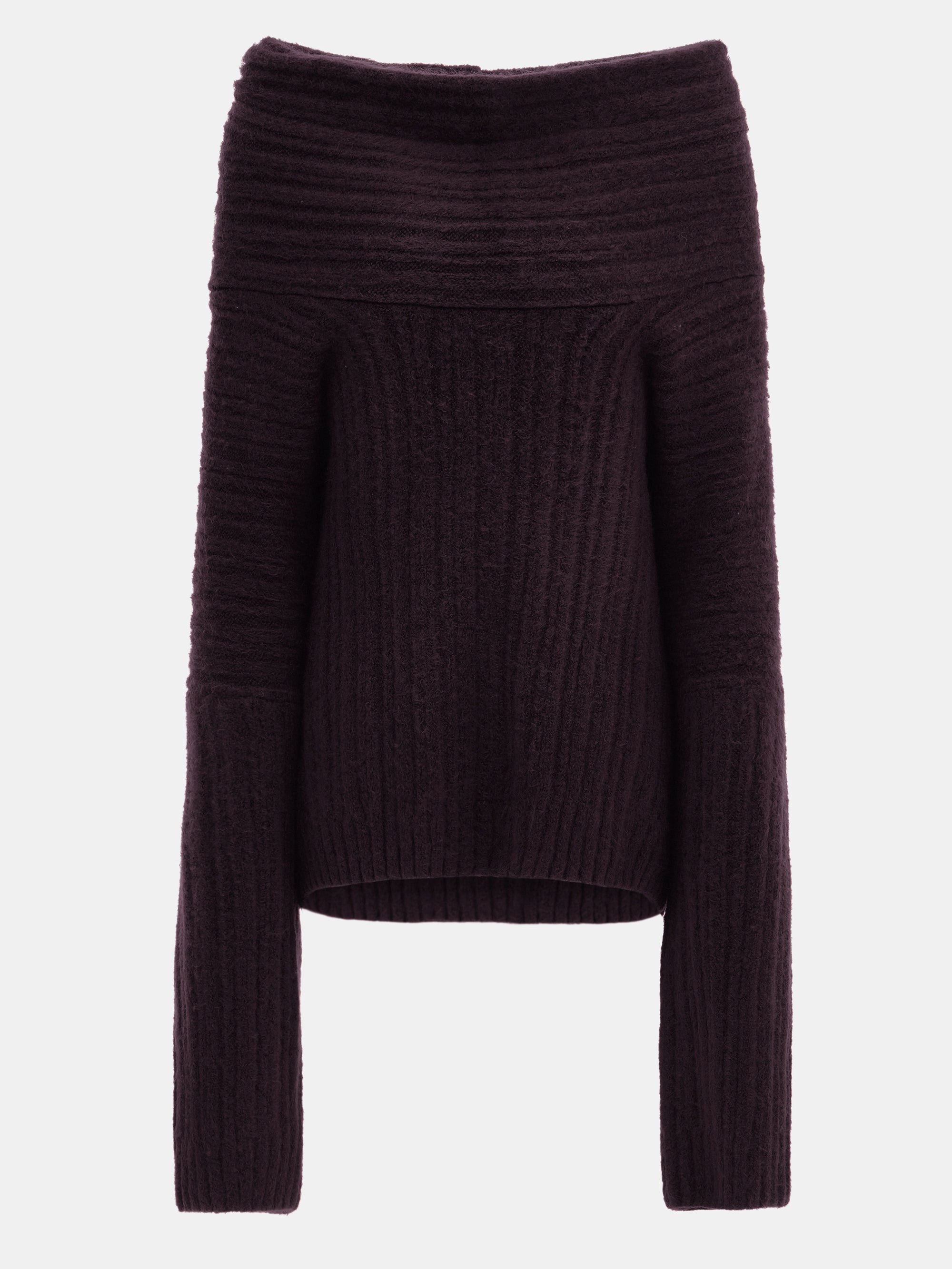 Becca Oversized High Roll Knit Pullover, Black Berry