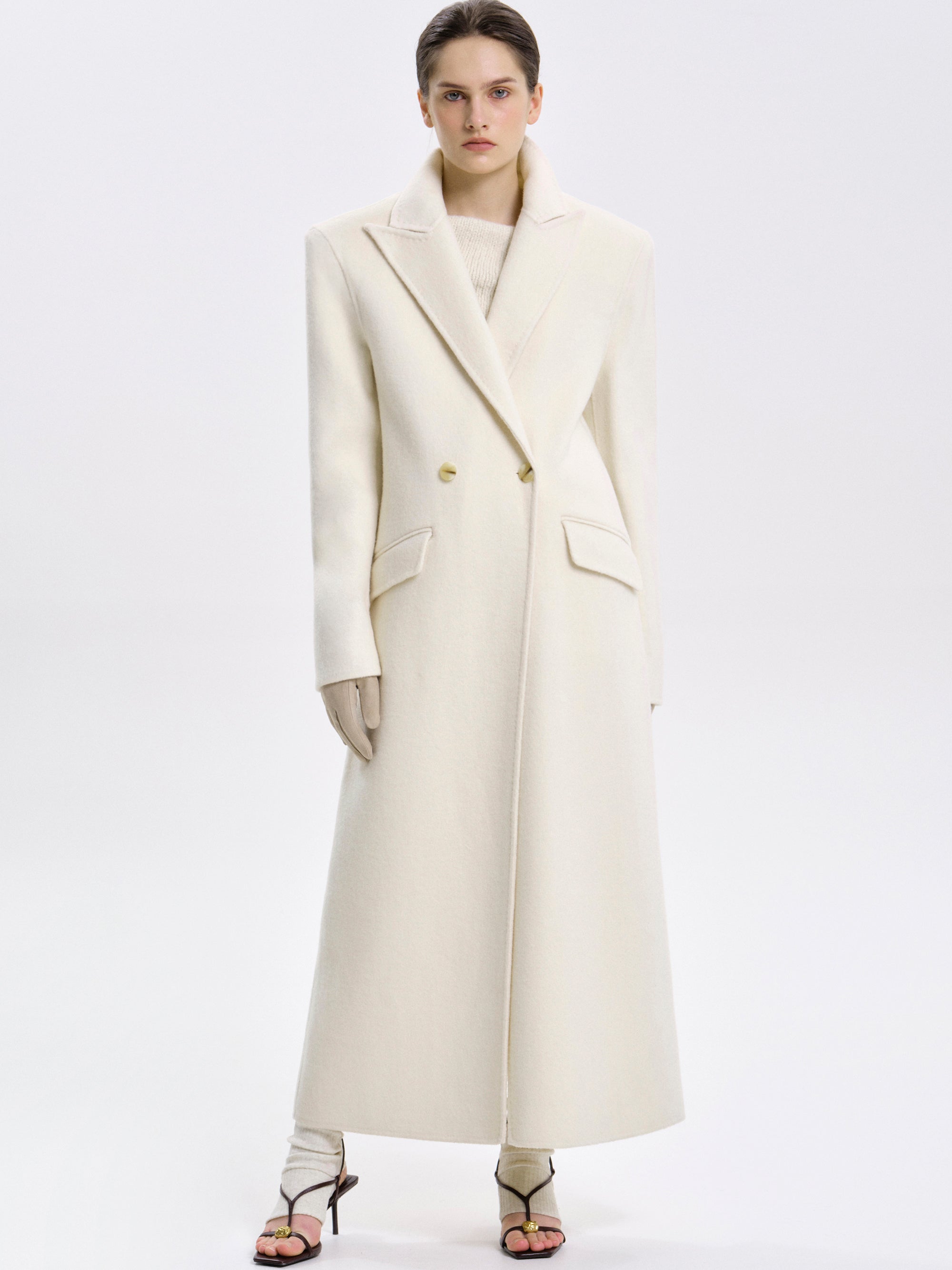 Oversized Scarf Coat, Cream