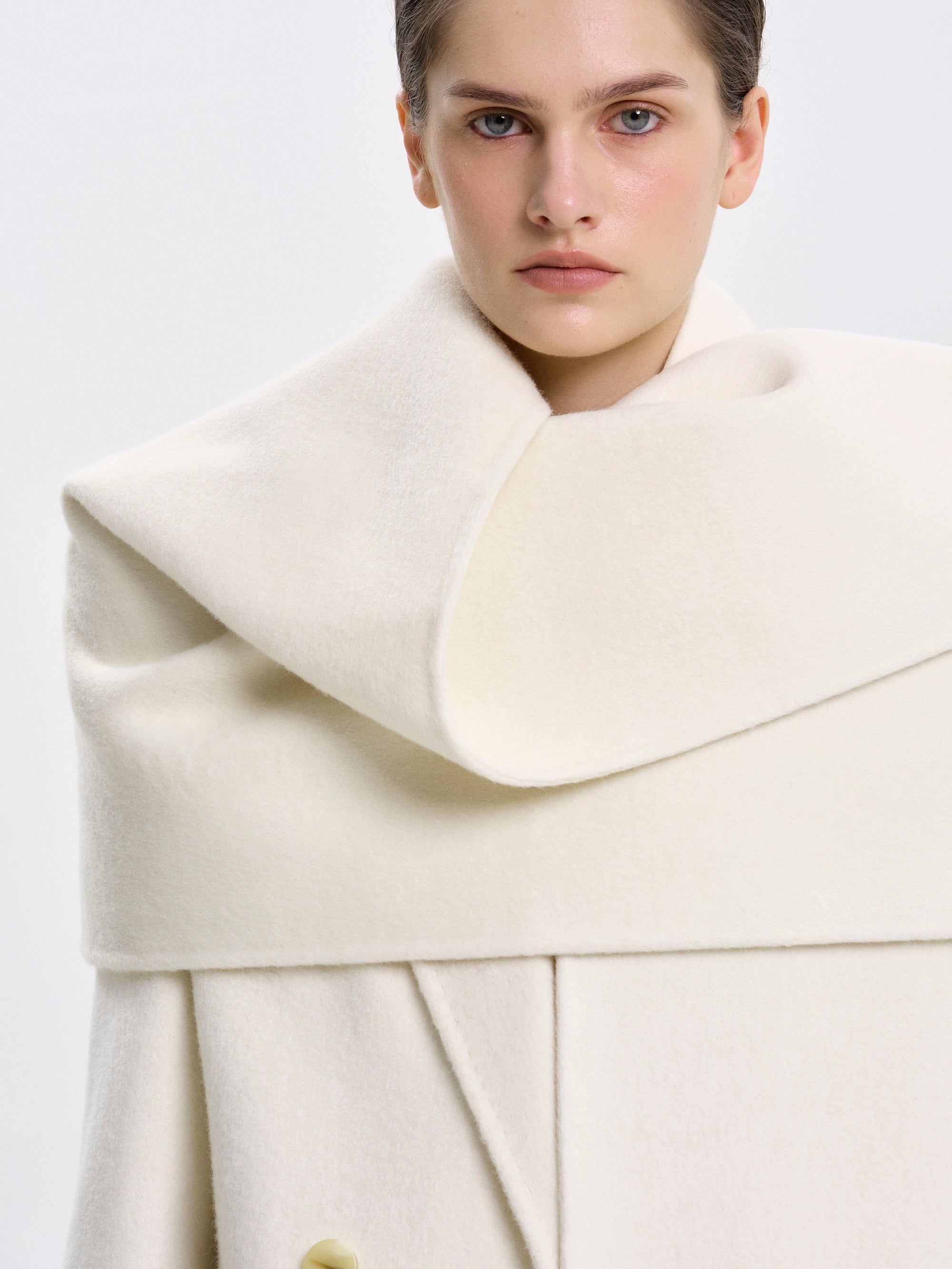 Oversized Scarf Coat, Cream