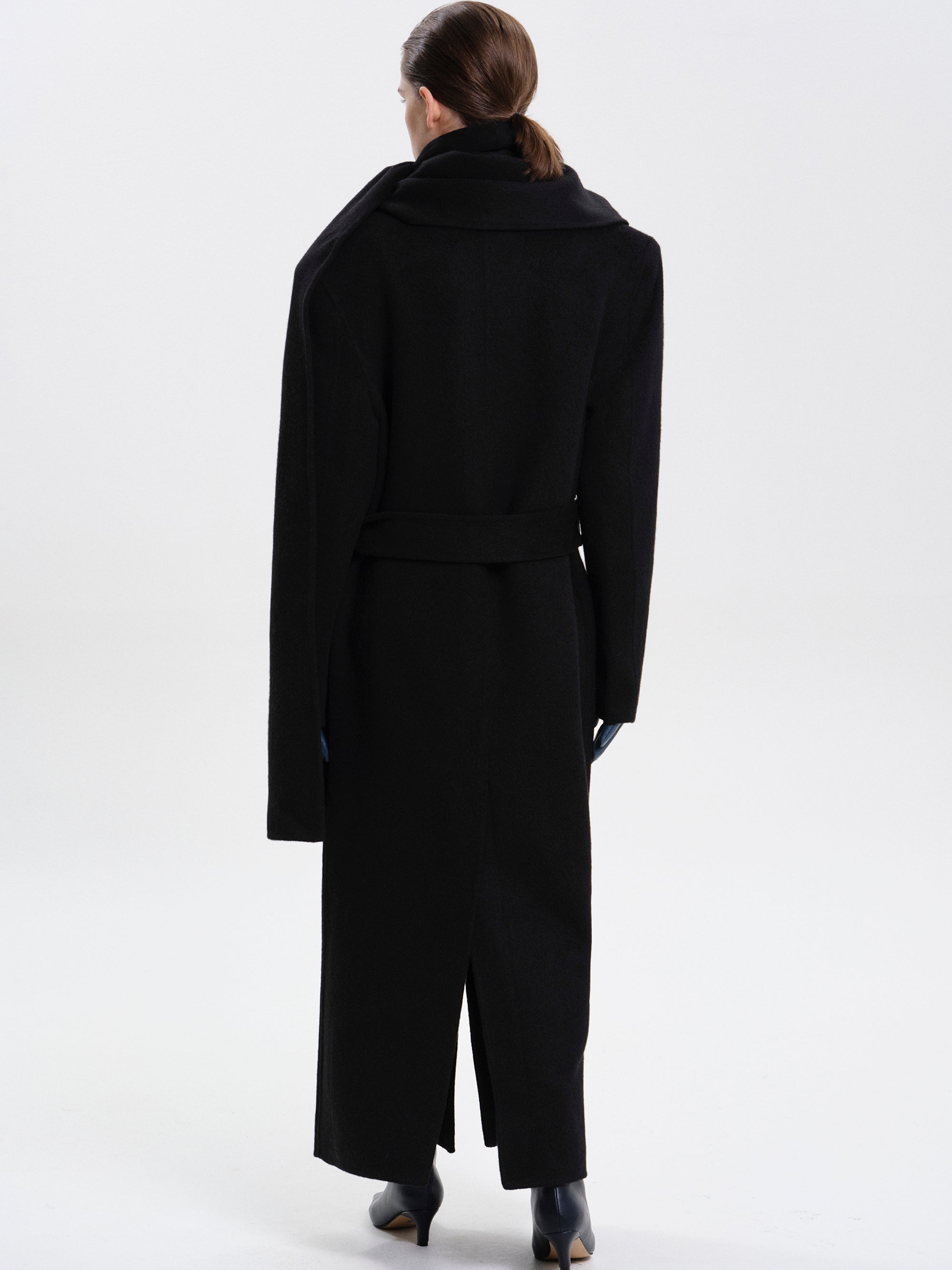 Oversized Scarf Coat, Black