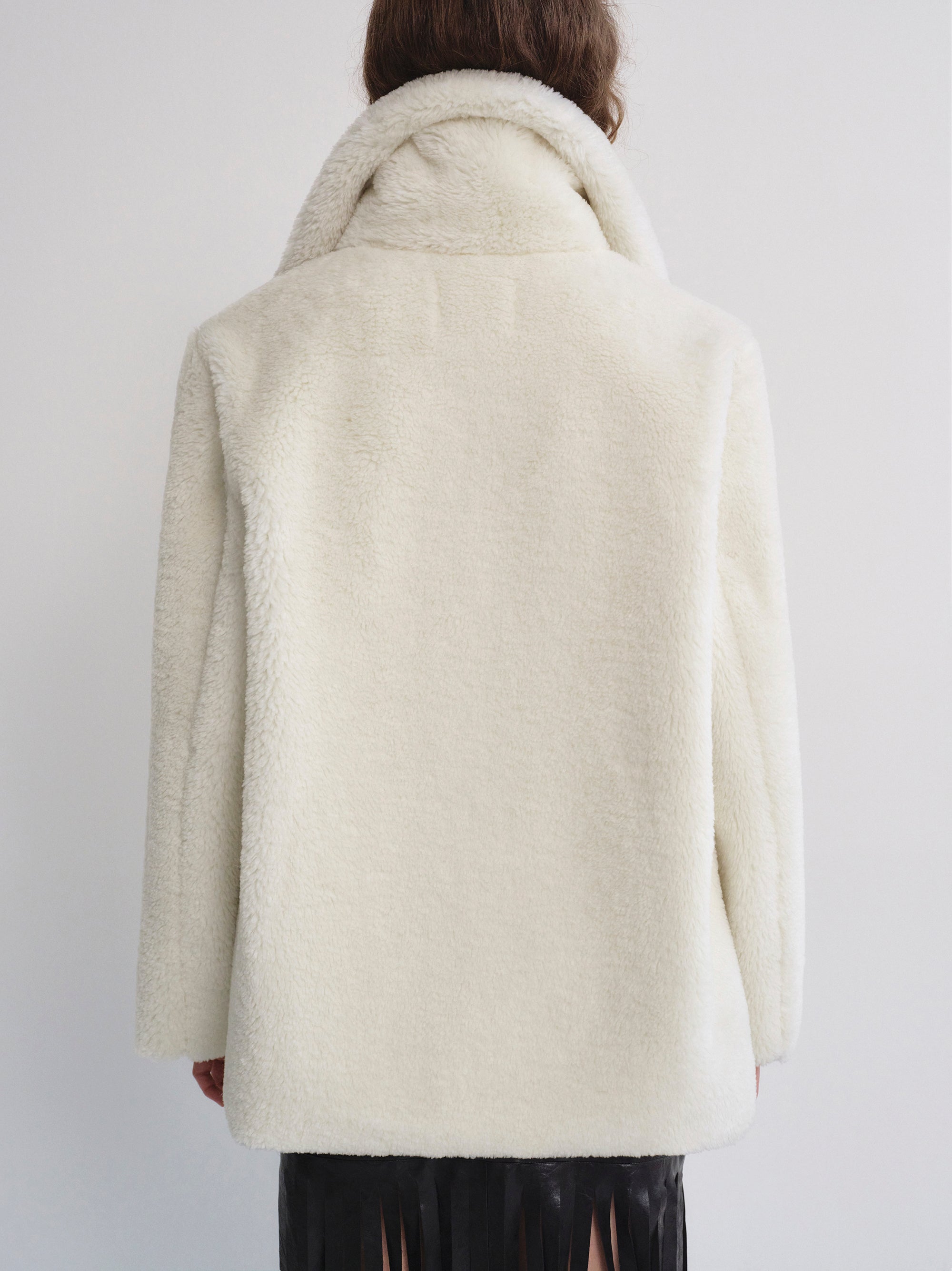 Double-breasted Shearling Jacket, Ivory