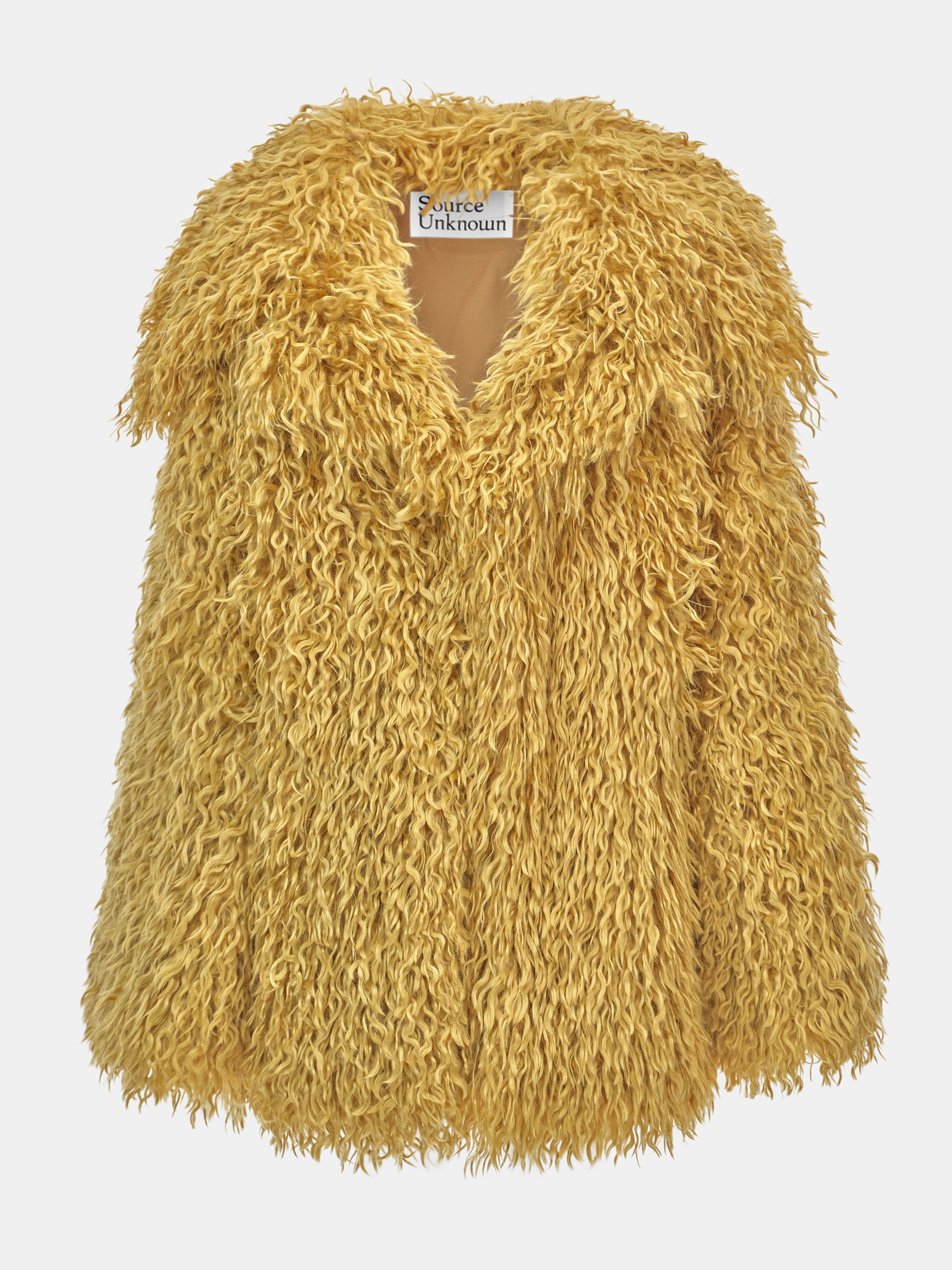 Cassia Shag Fur Coat, Mustard