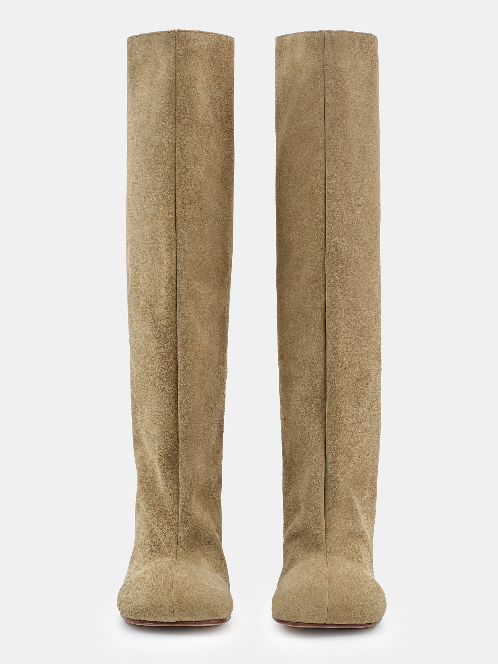 Leather Wide Shaft Boots, Camel