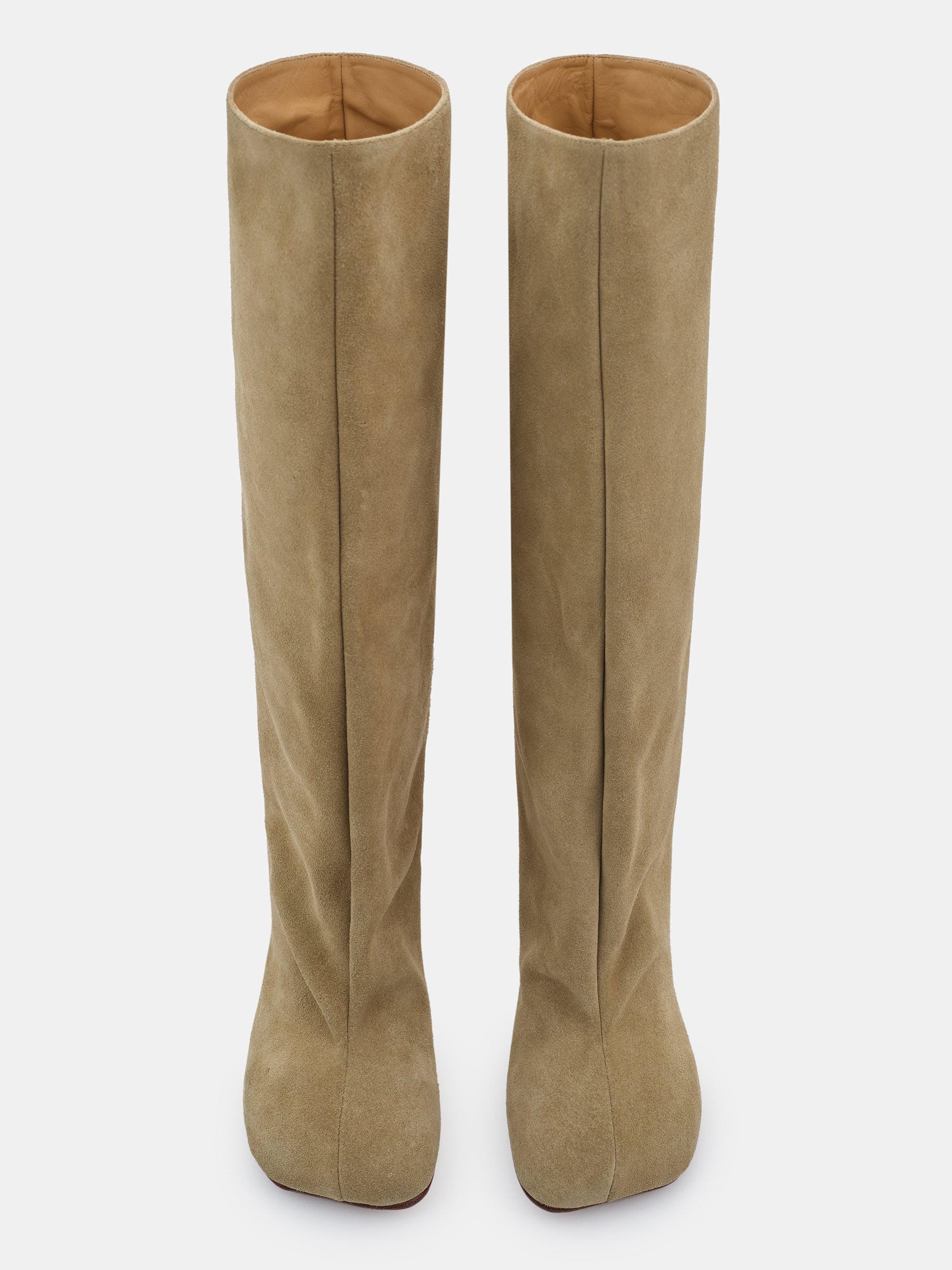 Leather Wide Shaft Boots, Camel